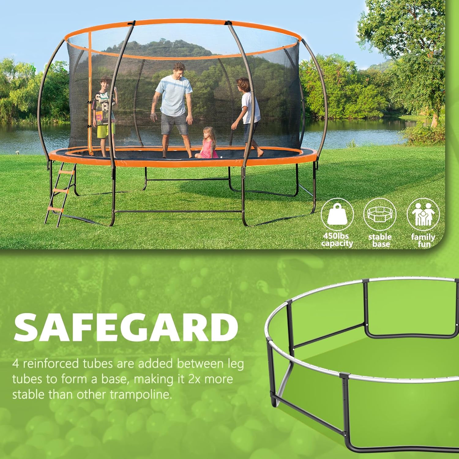 14Ft Trampoline with Safety Enclosure & Ladder