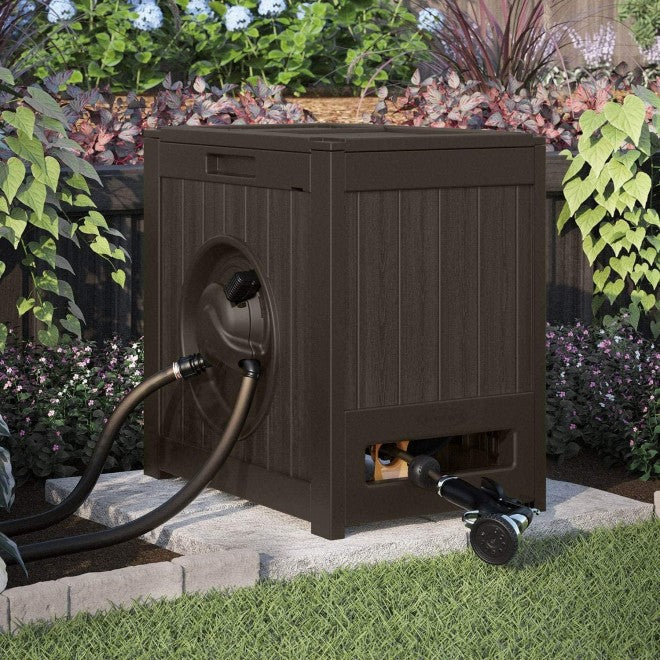 2026 Suncast 125′ Aquawinder Auto Rewind Water Powered Yard Hose Reel, Java (2 Pack)