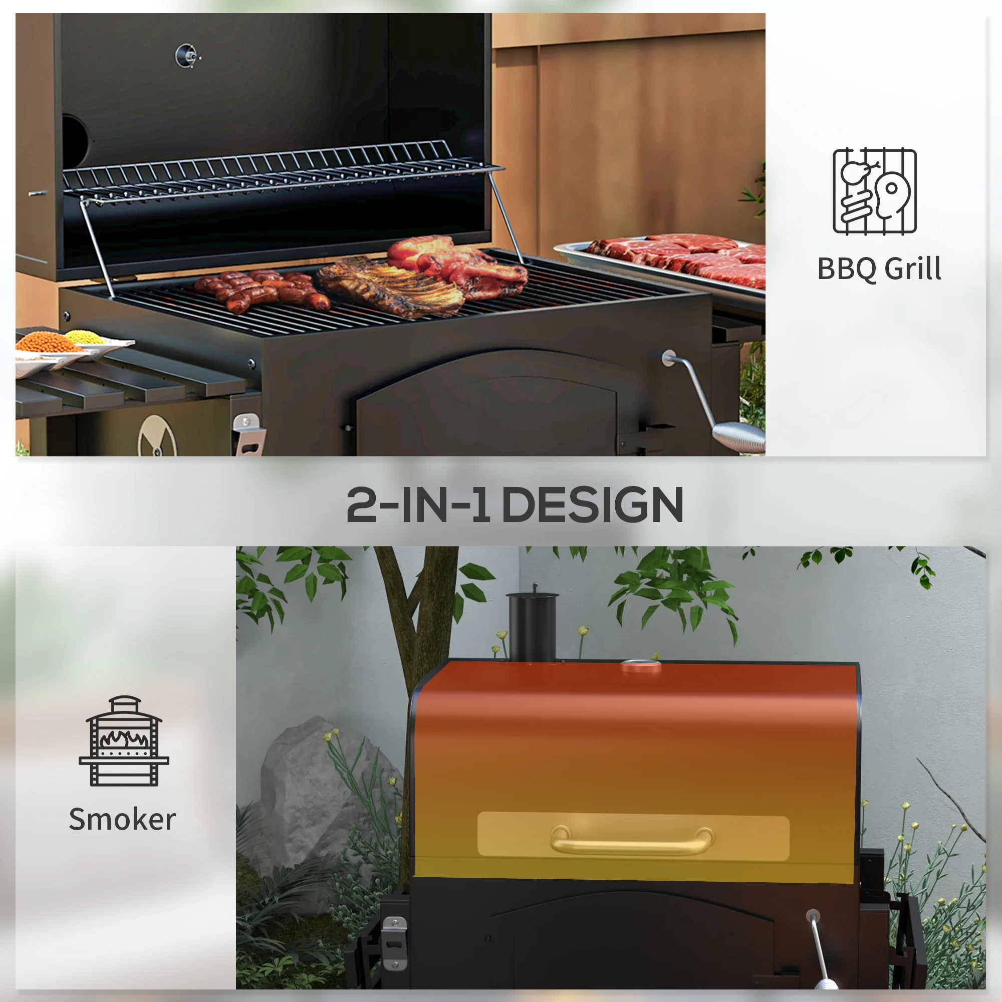 2026 Charcoal BBQ Grill with Spacious Cooking Area, Warming Rack & Adjustable Heat Controls