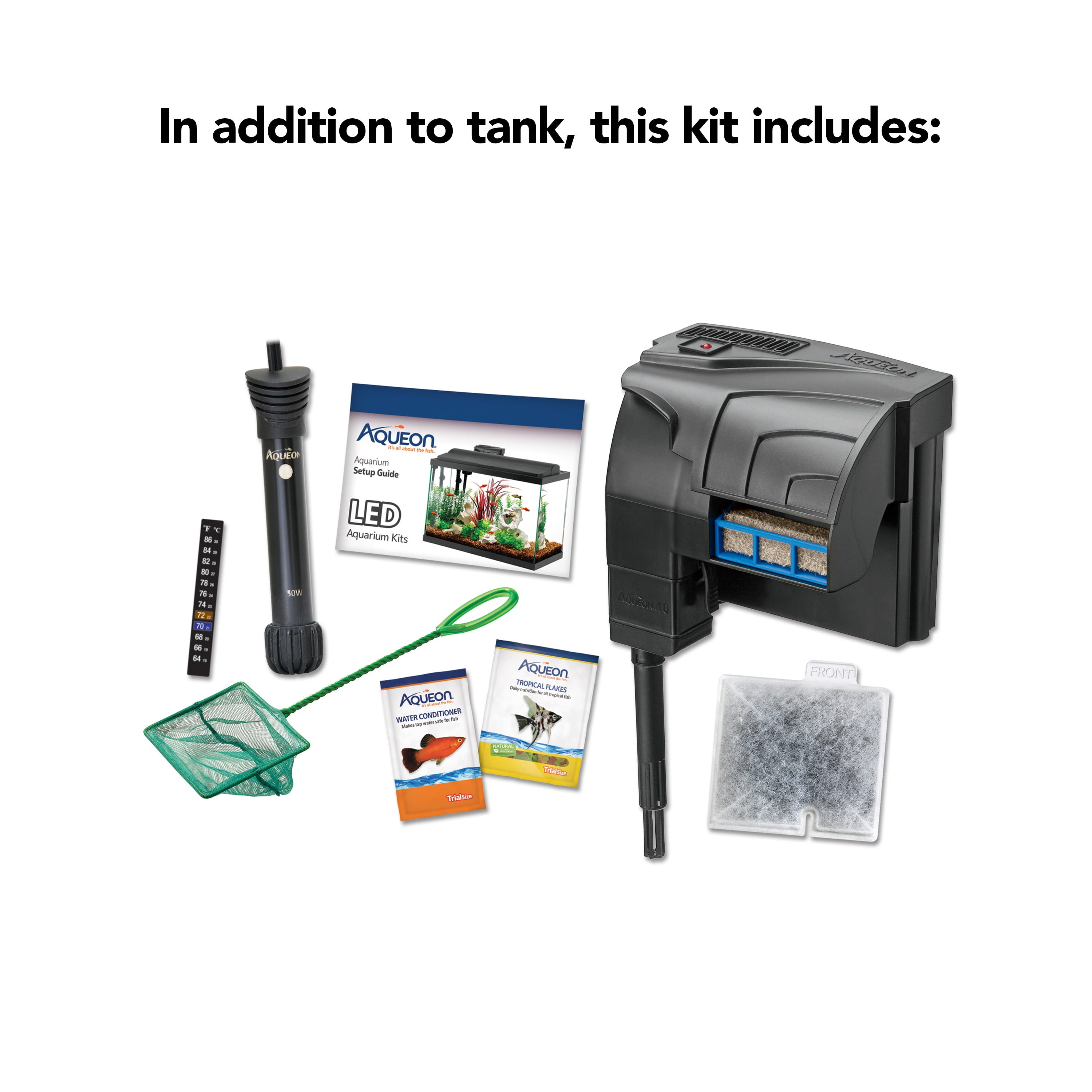 Aqueon Aquarium Starter Kit 10 Gallon Glass Fish Tank LED Lighting Filter and Heater