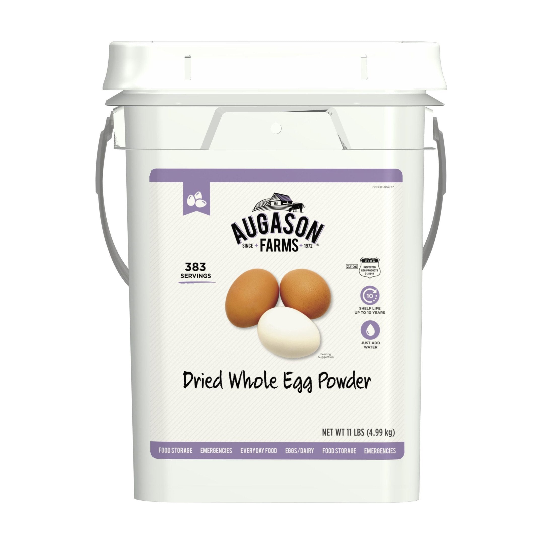 Farms Dried Whole Egg Powder Emergency Food Supply 11 Pound 4-Gallon Pail 383 Servings