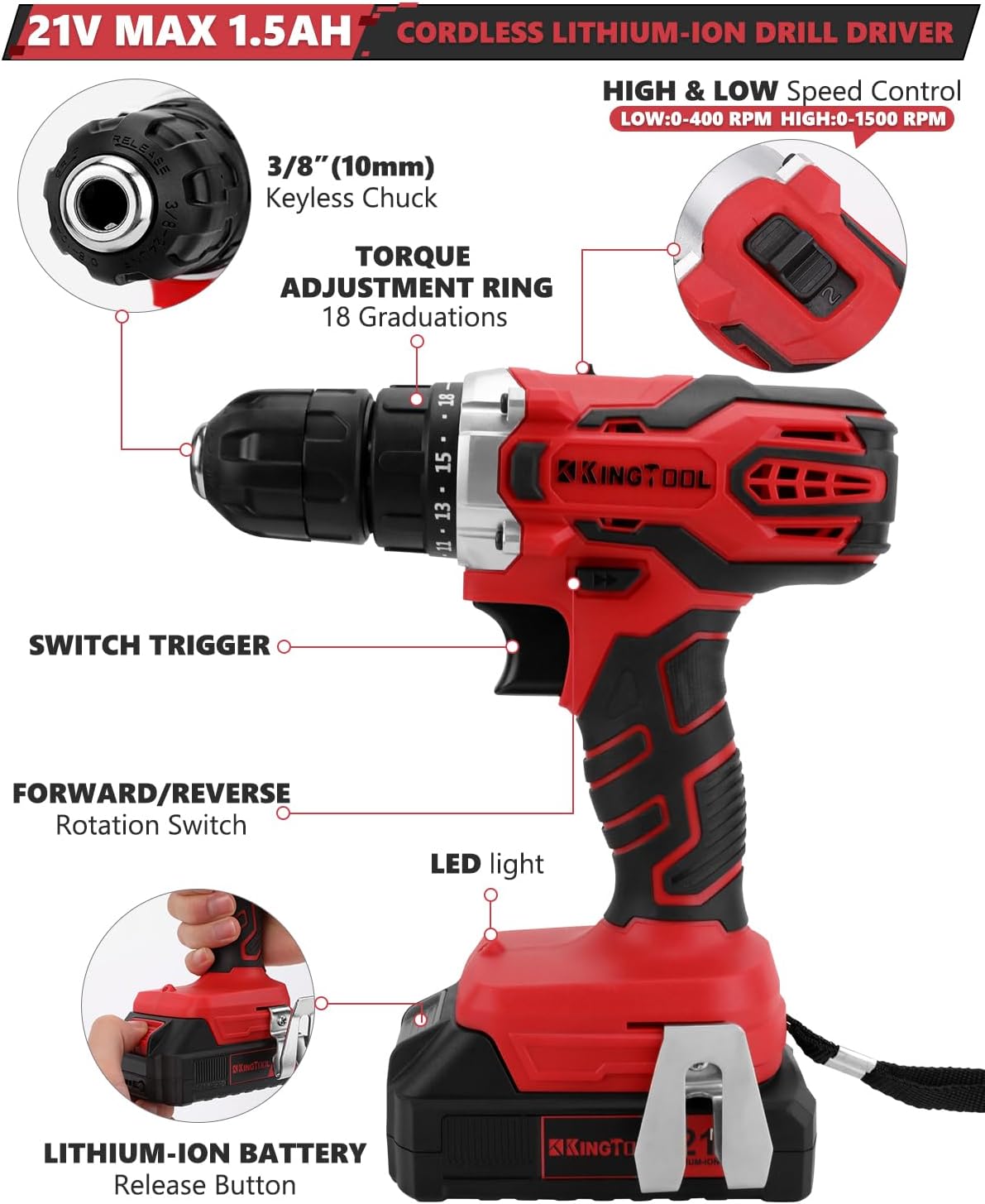 2026 KINGTOOL Home Tool Set Kit - 286 PCS Home Auto Repair Tool Kit with Rolling Tool Box, Mechanic Tool Sets with 21V Max Cordless Power drill, Perfect for Homeowner, Diyer, Handyman