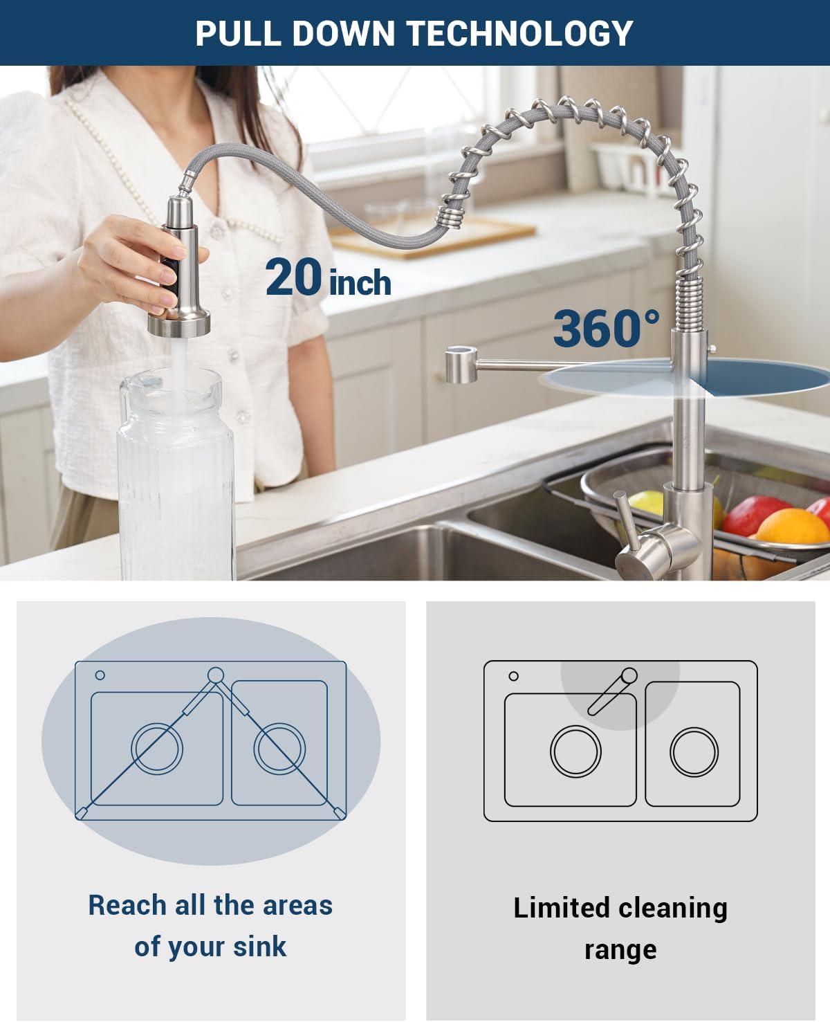 Black Touchless Kitchen Faucet with Soap Dispenser, Motion Sensor Activated Hands-Free Automatic Faucet for Sink with Pull Down Sprayer, Single Handle Smart Faucets for Kitchen Sink