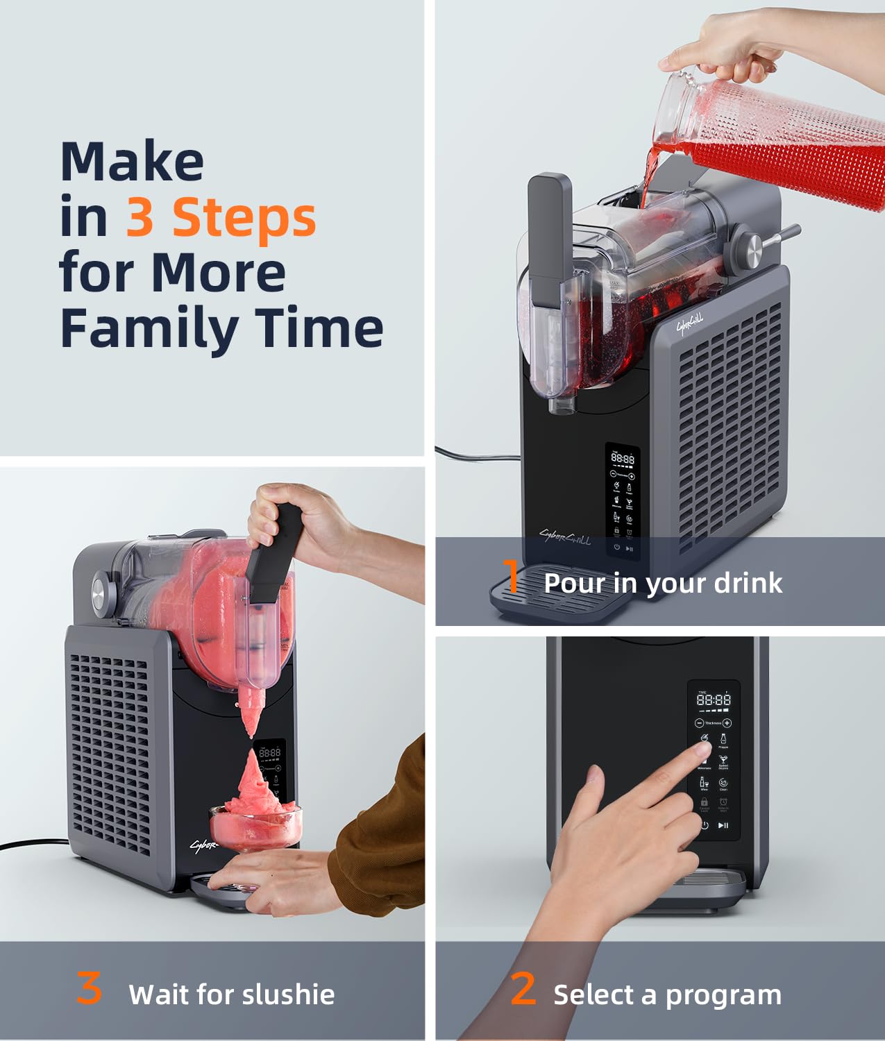 2026 Slushie Machine - Professional Frozen Drink Maker No Ice Needed- 70 oz Slushy Machine for Home with LED Display - One-Touch Reservation & 6 Pre-set Programs for Frozen Margaritas, Frappés & Ice Cream