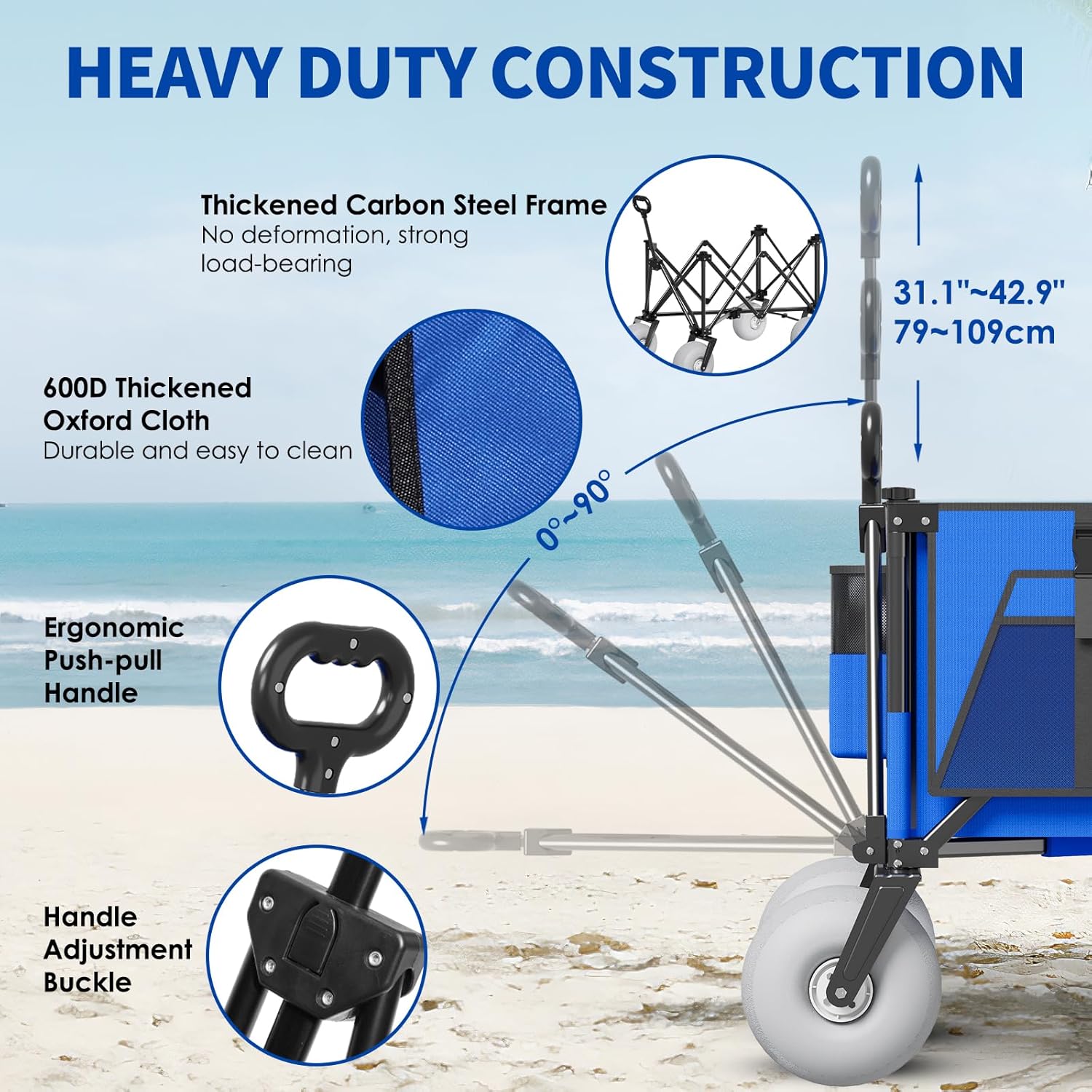 Beach Wagon with Big Wheels – 450Lbs Heavy Duty Cart