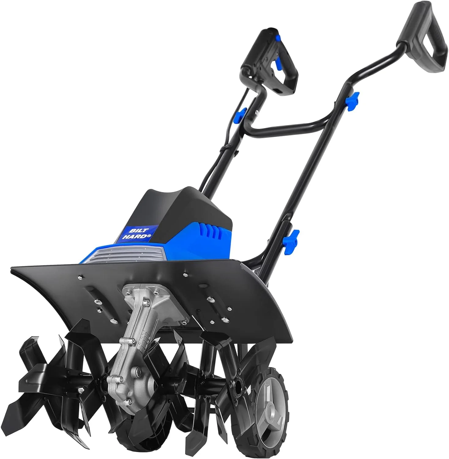 BILT HARD Tiller Cultivator 16 inch, 13.5 Amp 6 Steel Tines Electric Garden Rototiller with Adjustable Wheels