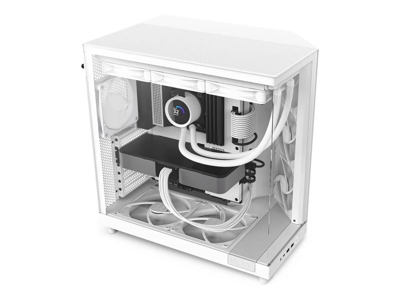 2026 NZXT H6 FLOW Compact Dual-Chamber Mid-Tower Airflow Case, White, CC-H61FW-01