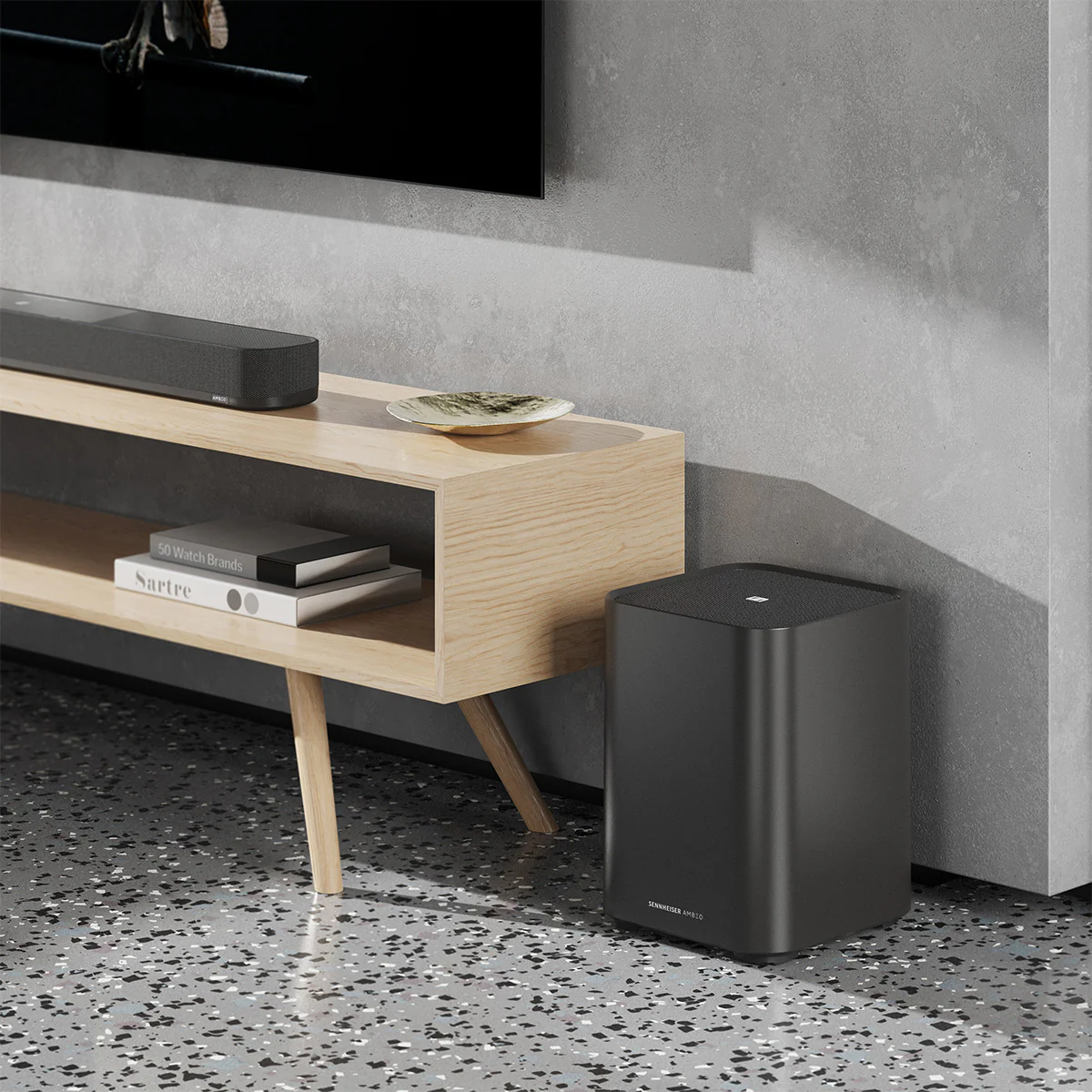 2026 Sennheiser AMBEO Soundbar Plus 7.1.4 Channel Soundbar with Dolby Atmos and DTS:X with Ambeo Sub 8in 350W Wireless Subwoofer with Bluetooth