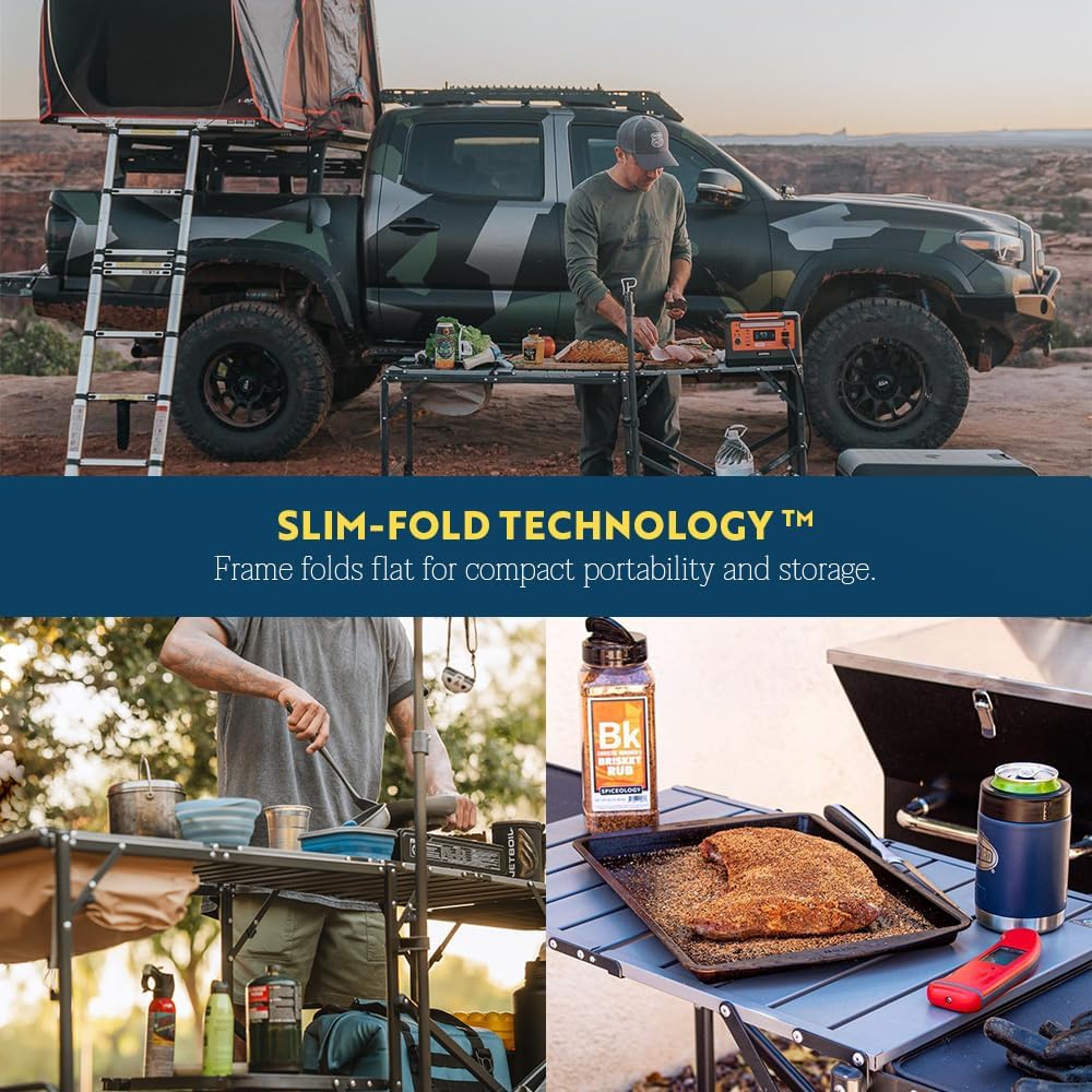 2026 GCI OUTDOOR Master Cook Station | Portable Folding Kitchen Table with Soft Shell Sink, Heat Resistant Tabletop & Telescoping Lanter Pole, Perfect for Camping Trips