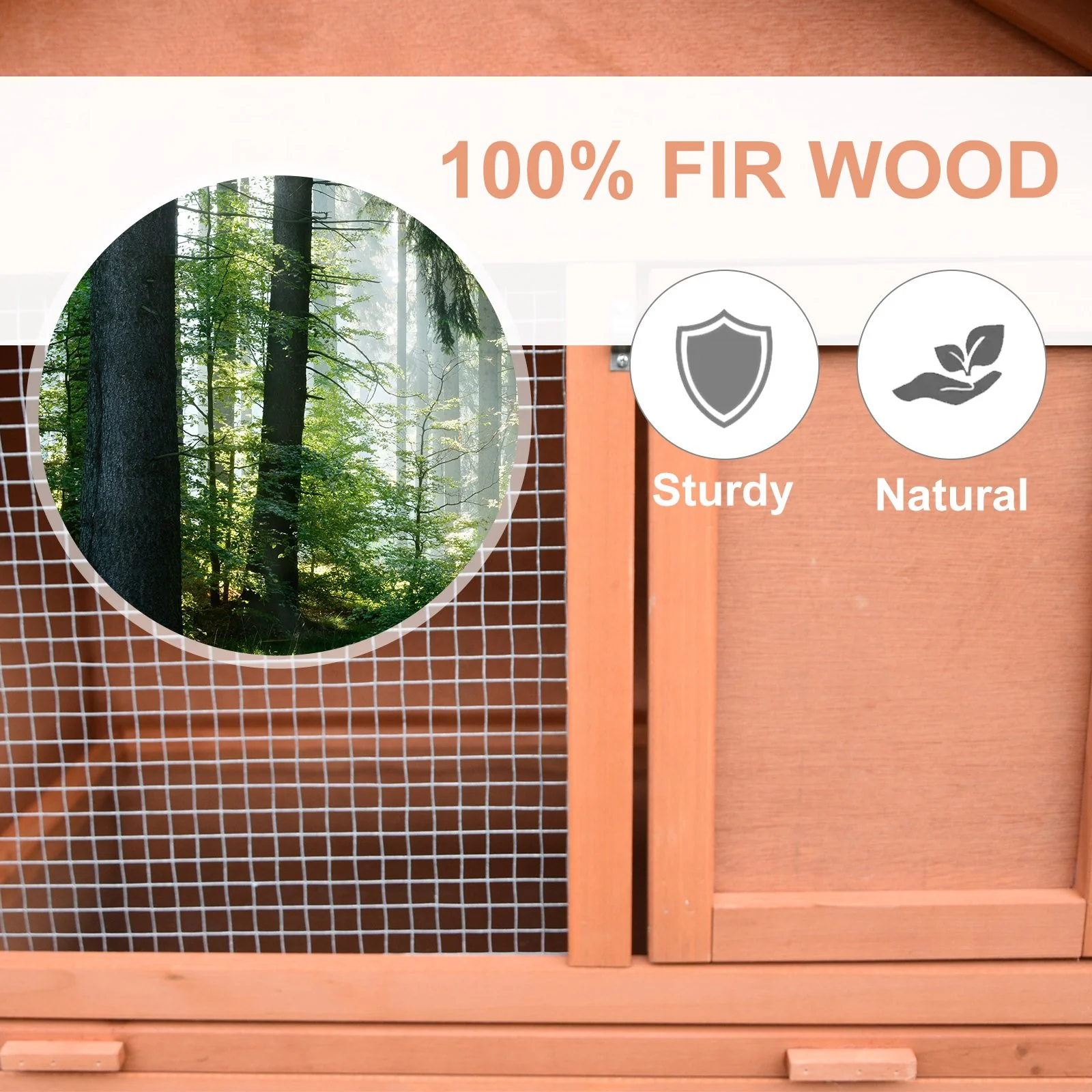 PawHut Large Two-Level Outdoor Rabbit Hutch with Side Room, Asphalt Roof, and Spacious Run