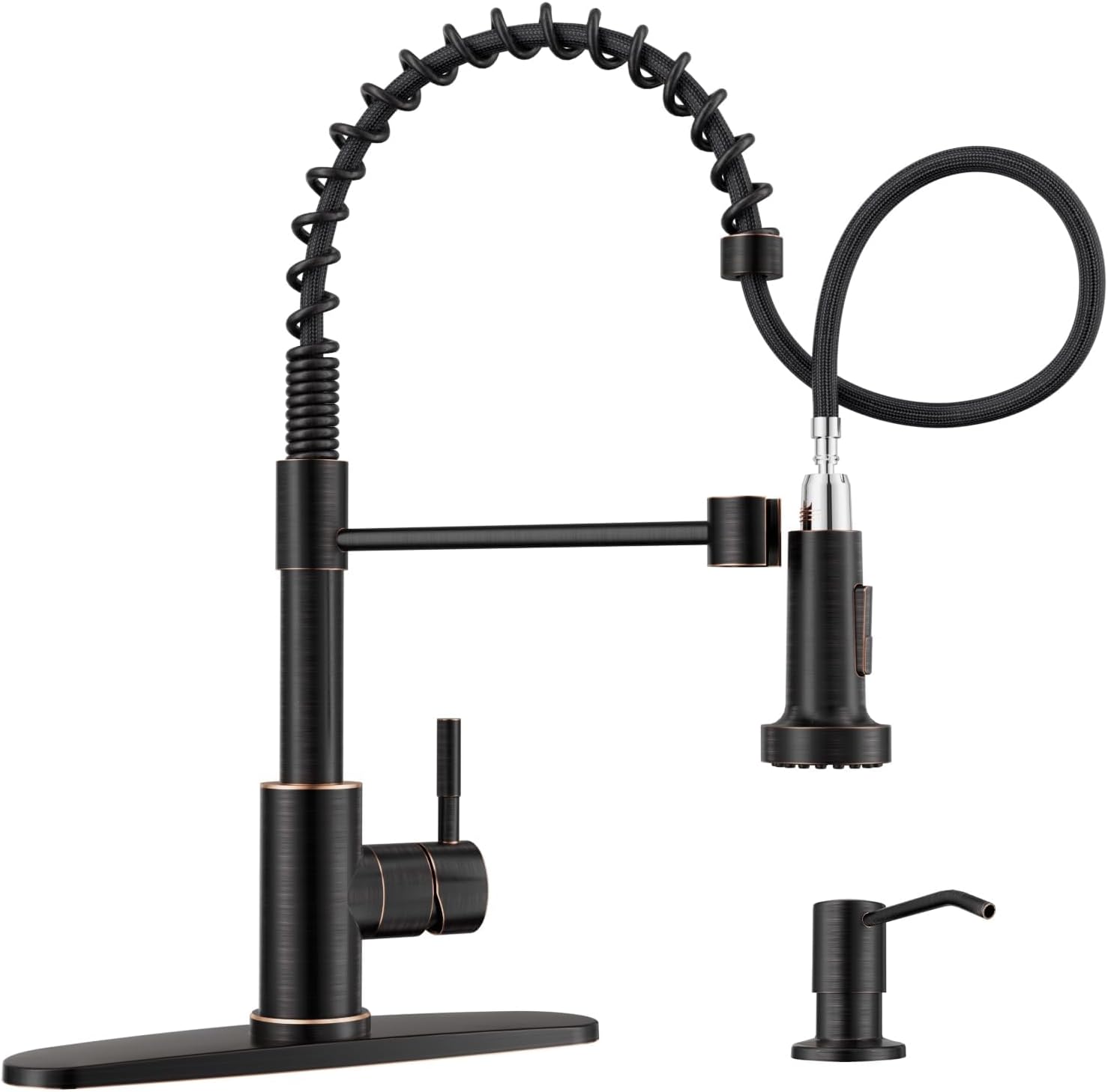 Black Touchless Kitchen Faucet with Soap Dispenser, Motion Sensor Activated Hands-Free Automatic Faucet for Sink with Pull Down Sprayer, Single Handle Smart Faucets for Kitchen Sink