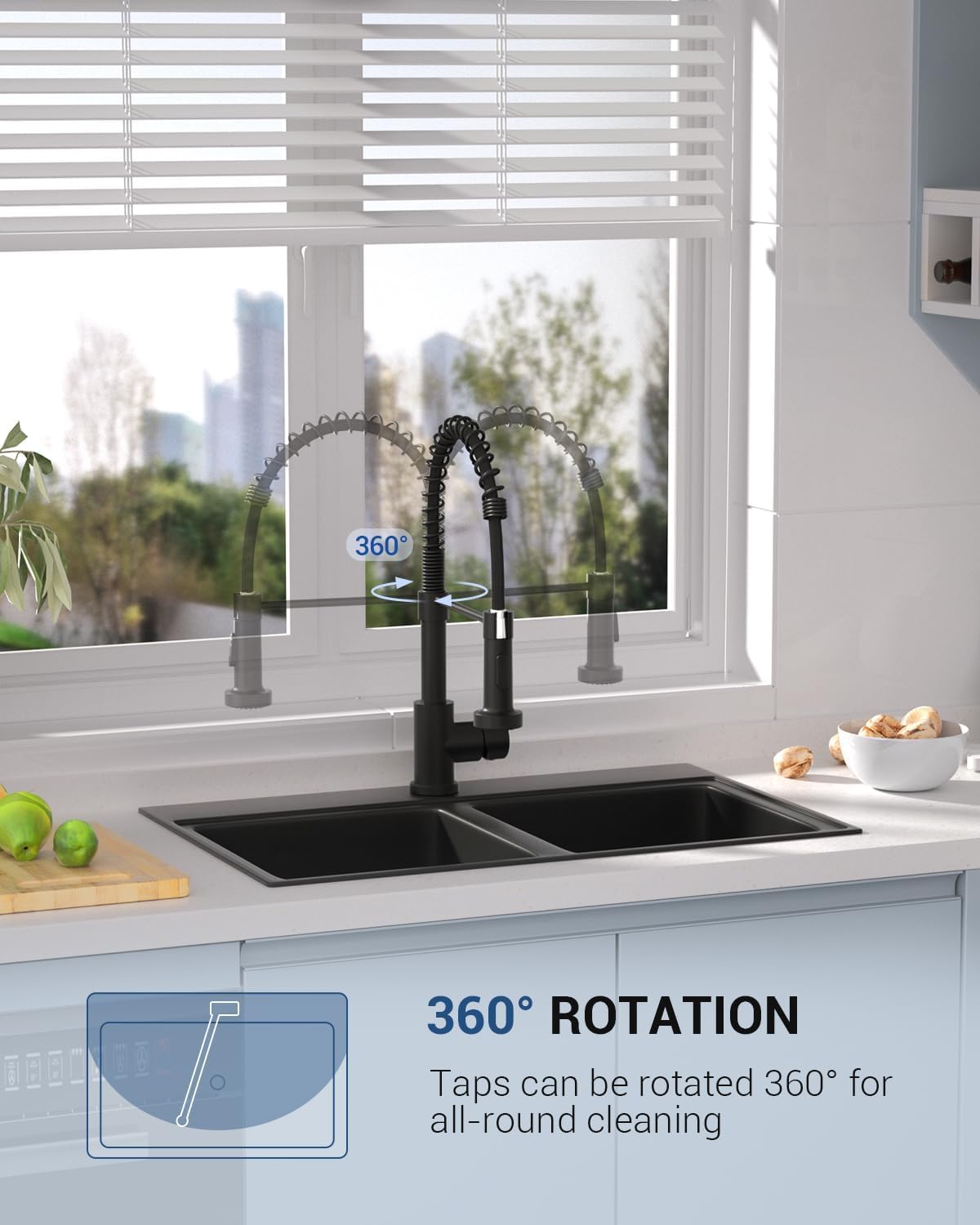 Black Touchless Kitchen Faucet with Soap Dispenser, Motion Sensor Activated Hands-Free Automatic Faucet for Sink with Pull Down Sprayer, Single Handle Smart Faucets for Kitchen Sink