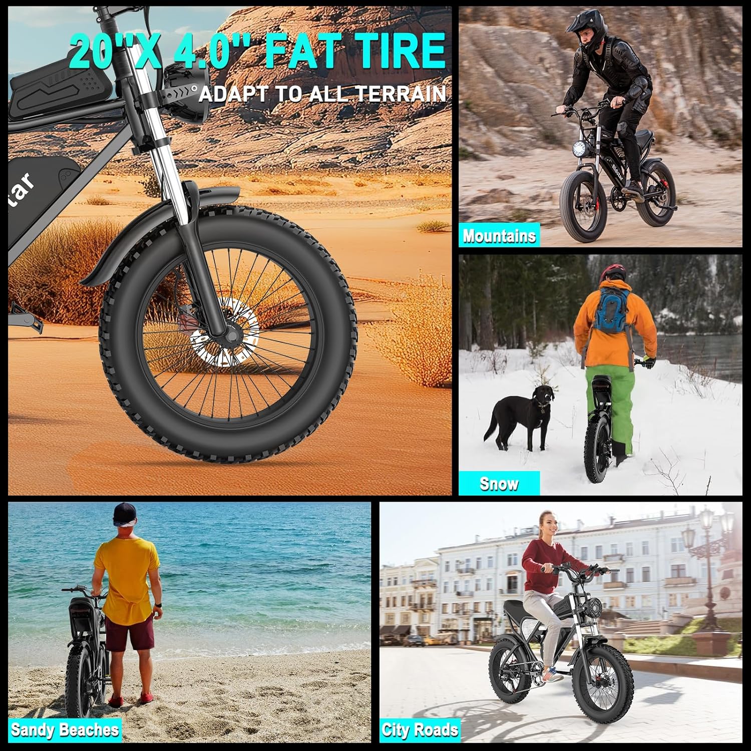 Electric Bike Q20, 2000W, 37Mph, 20′′ Fat Tires