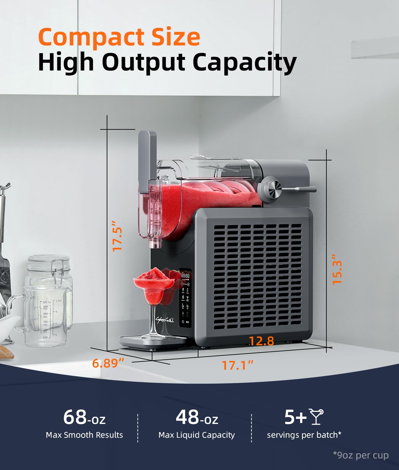 Slushie Machine - Professional Frozen Drink Maker No Ice Needed- 70 oz Slushy Machine for Home with LED Display - One-Touch Reservation & 6 Pre-set Programs for Frozen Margaritas, Frappés & Ice Cream