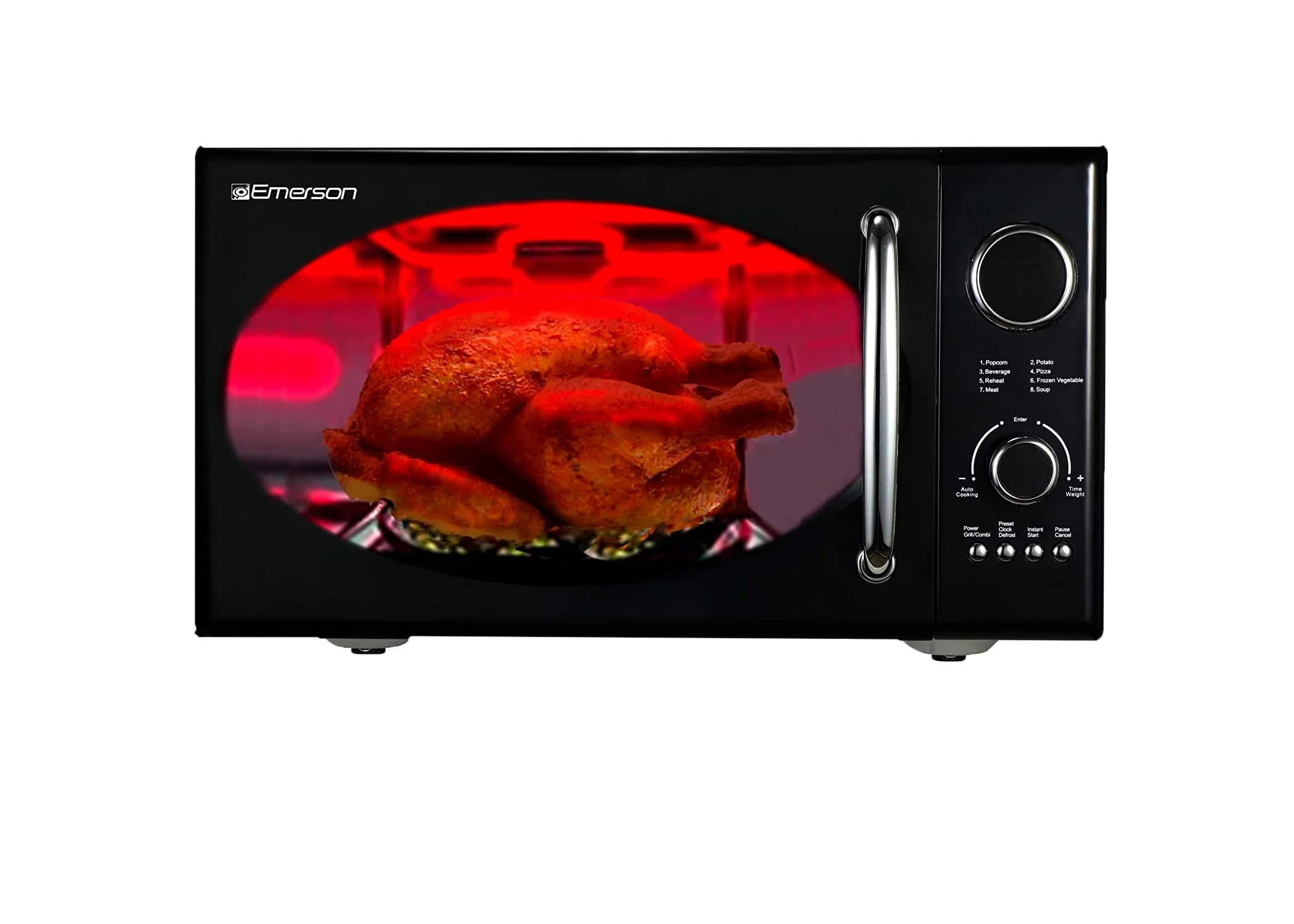 2026 Emerson 0.9 Cu Ft, 800W Retro Black Microwave Oven with Grill, MWRG0901BK