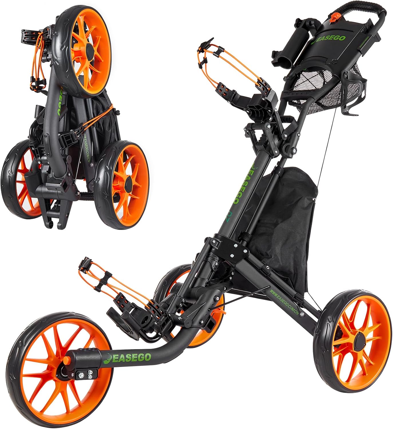 ‎Golf Push Cart 3 Wheel – Foldable Caddy with Holders