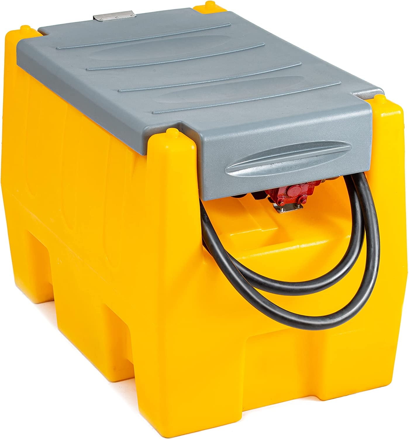 Gallon Gasoline Tank, Portable Fuel Tank with 12V Electric Fuel Transfer Pump, 40 GPM Gasoline Fuel Tank with 4 Meters Hose for Gasoline Transportation (Yellow, 58 gal)