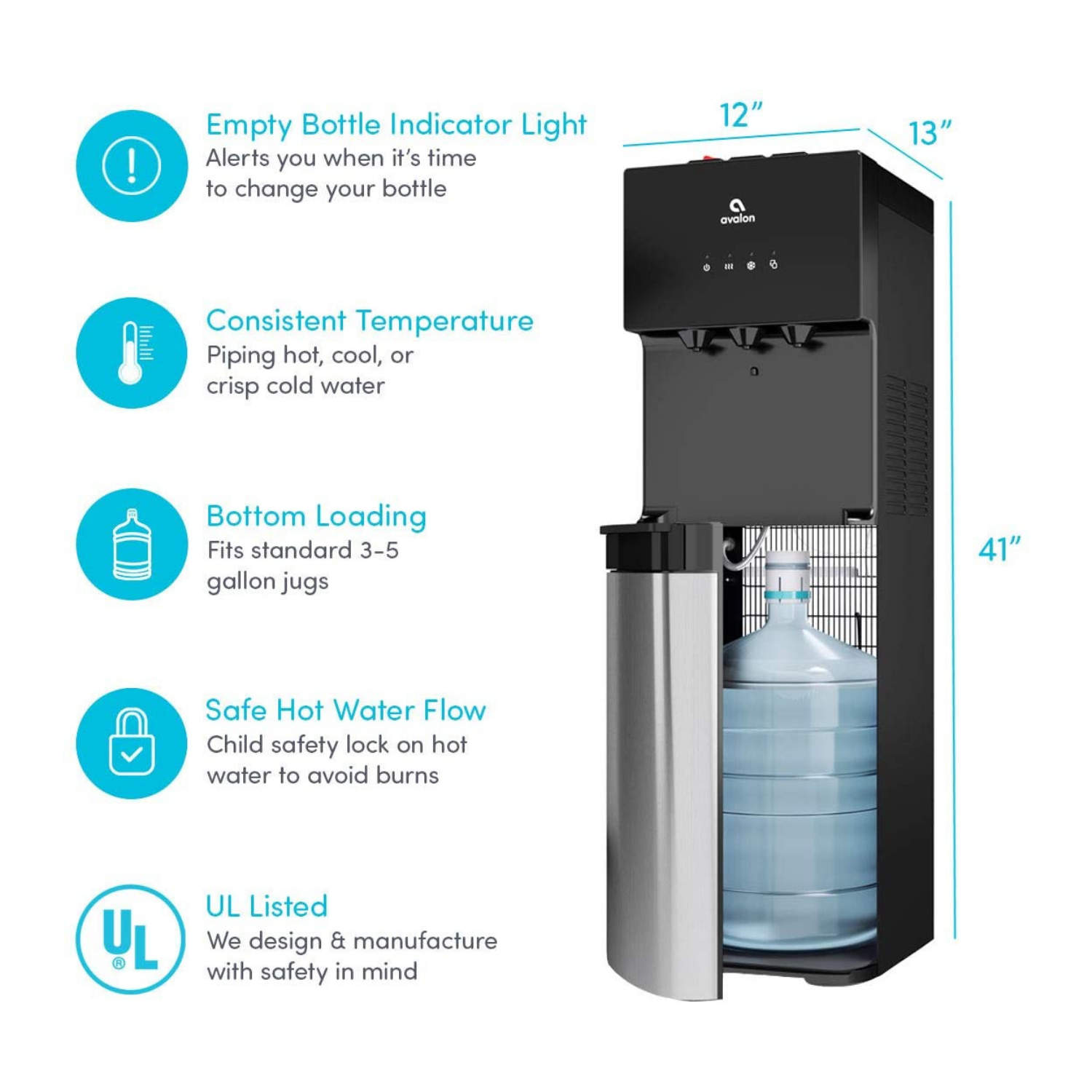 2026 Avalon Bottom Loading Water Cooler Water Dispenser With BioGuard, 3 Temperature Settings