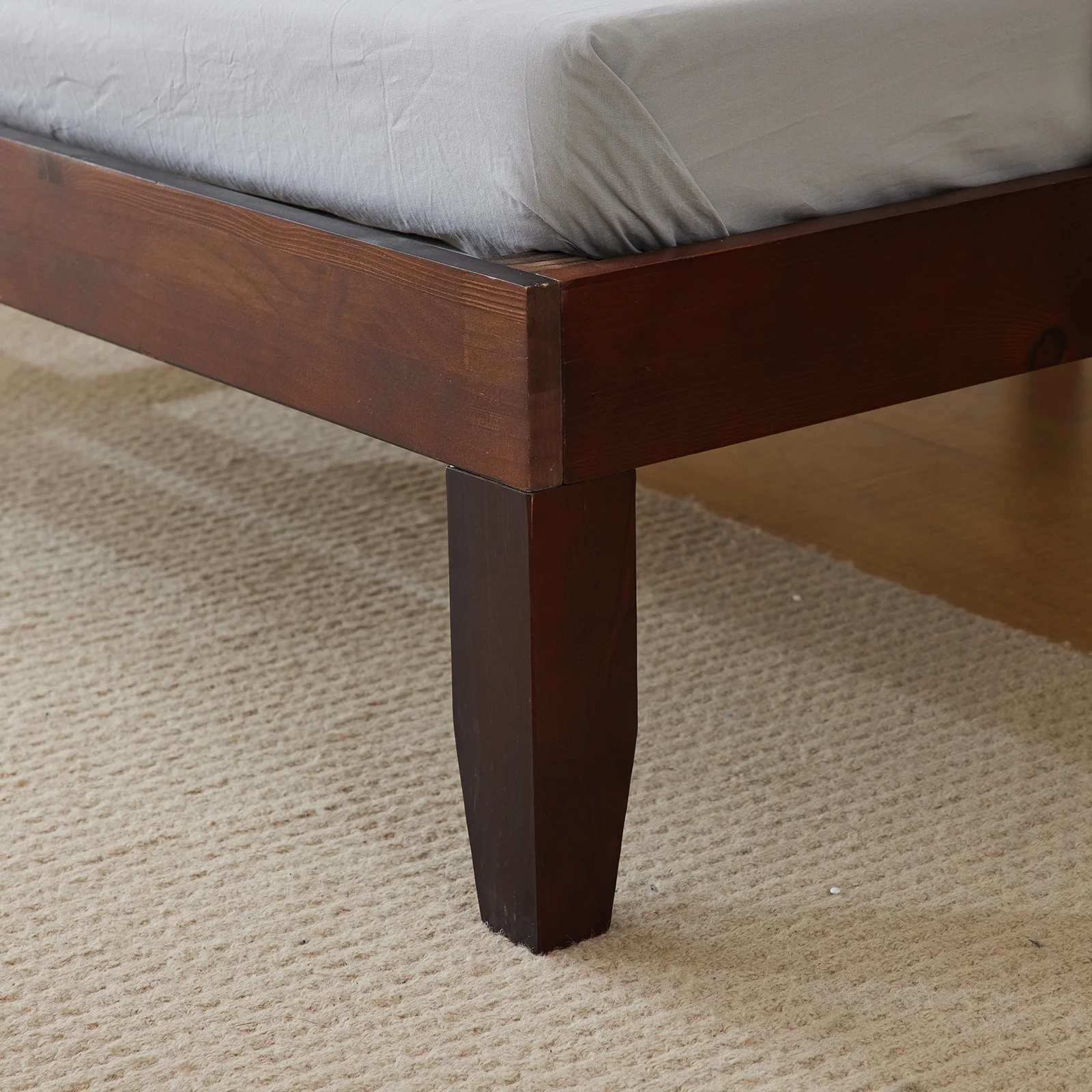 2026 Wooden Twin Bed Frame with Brown Finish - Sturdy and Basic Design, 197.2 x 96.5 x 30.5cm - Perfect for Kids' Bedrooms