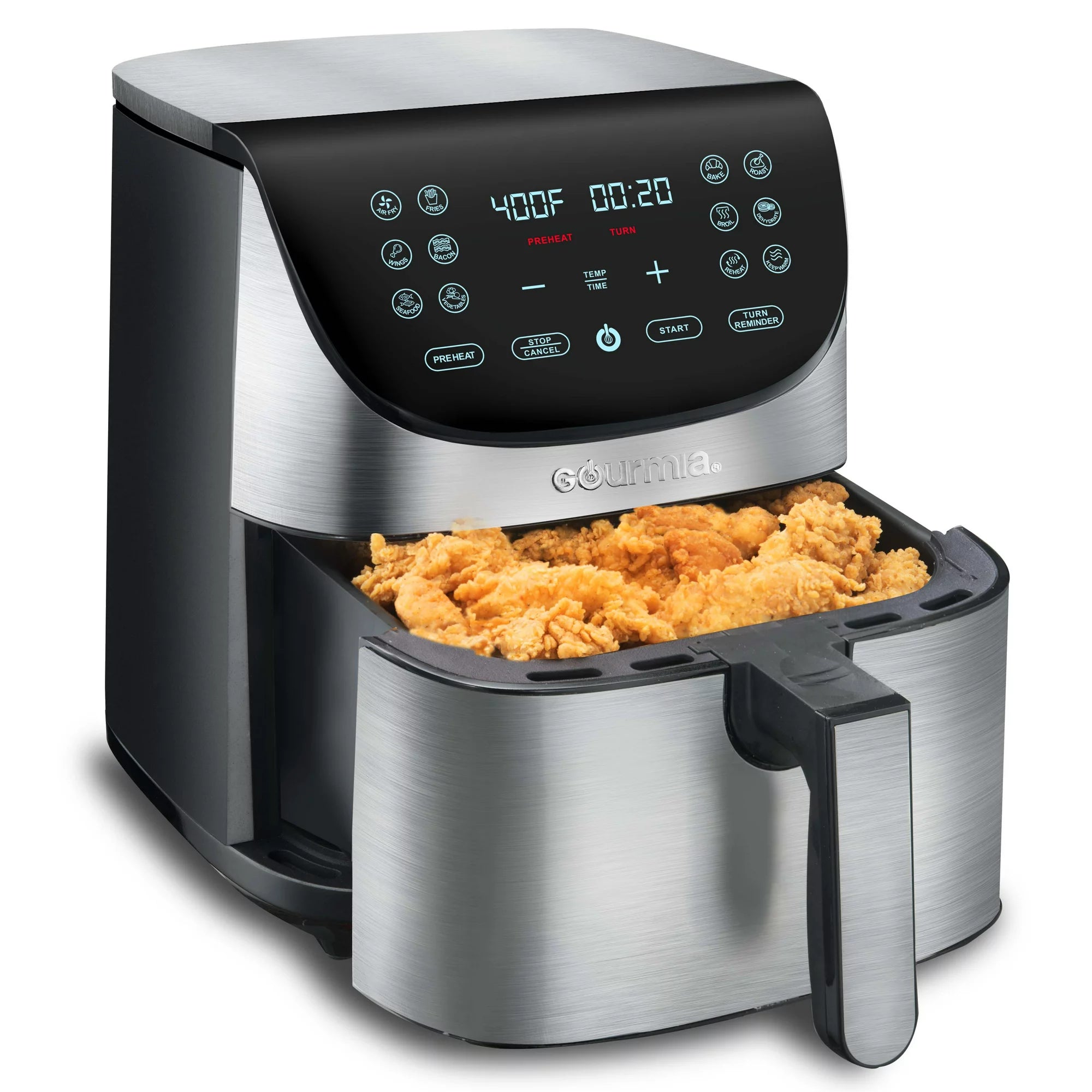 Gourmia 7-Qt Digital Air Fryer with Guided Cooking, Easy Clean, Stainless Steel