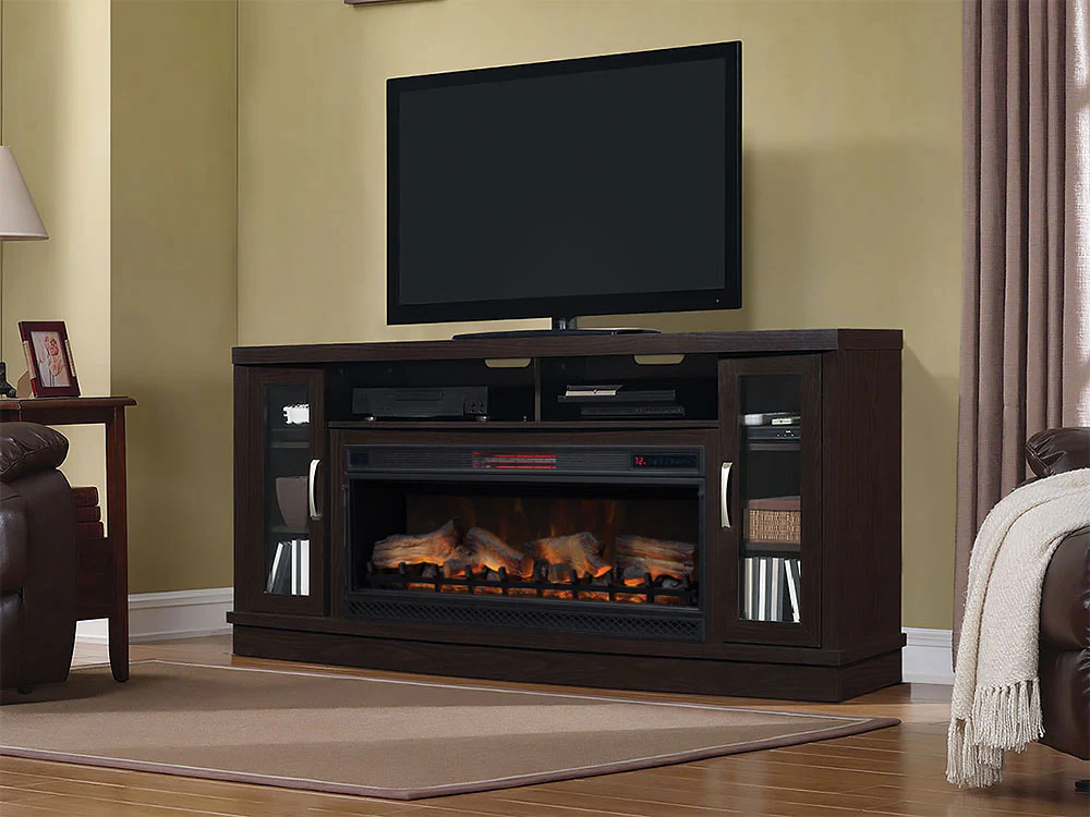 2026 Hutchinson 70-in Electric FireplaceTV Stand in Oak Espresso