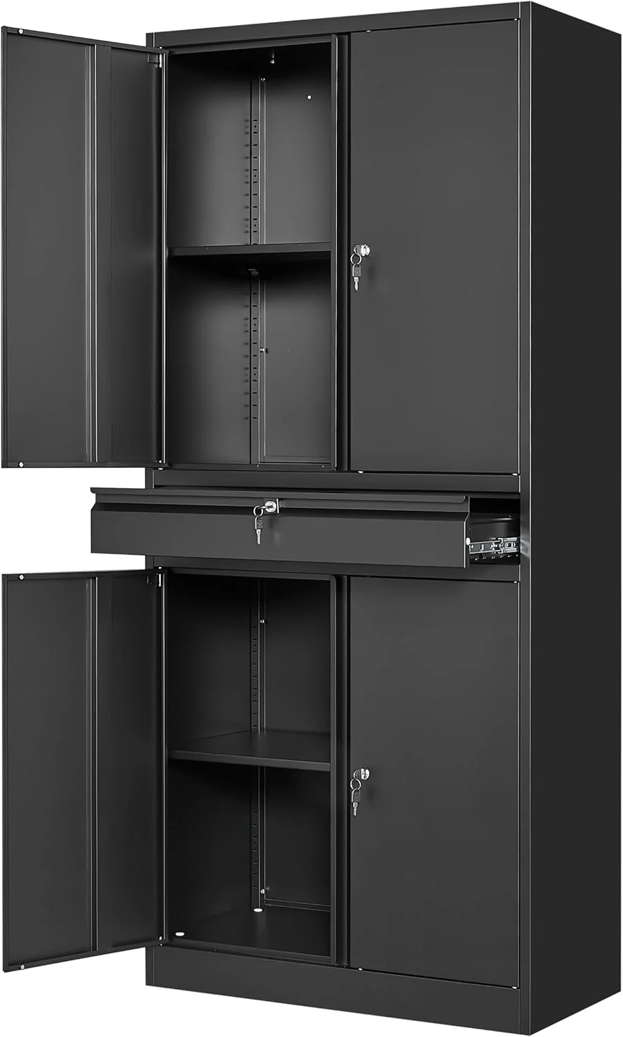 Yizosh Metal Garage Storage Cabinet with Locking Doors and Adjustable Shelves, Tool Storage Cabinet with 1 Drawer - 71