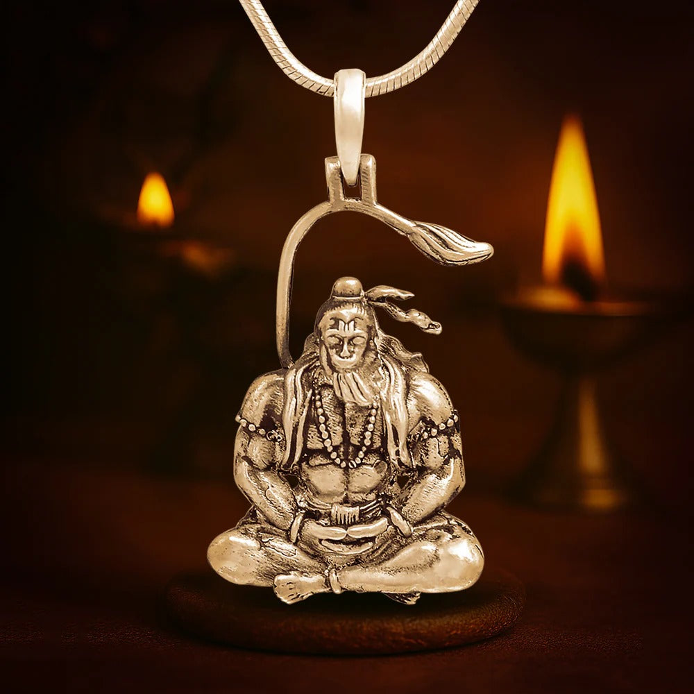 925 Sterling Silver Meditating Shri Hanuman Ji Pendant