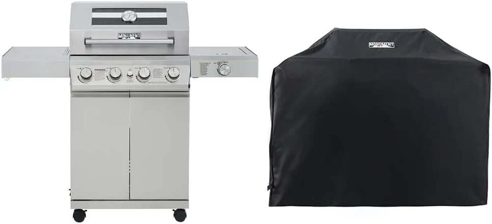 Larger 4-Burner Propane Gas Grills bbq Stainless Steel Heavy-Duty Cabinet Style with Knob Controls Side Burner Mesa 400m