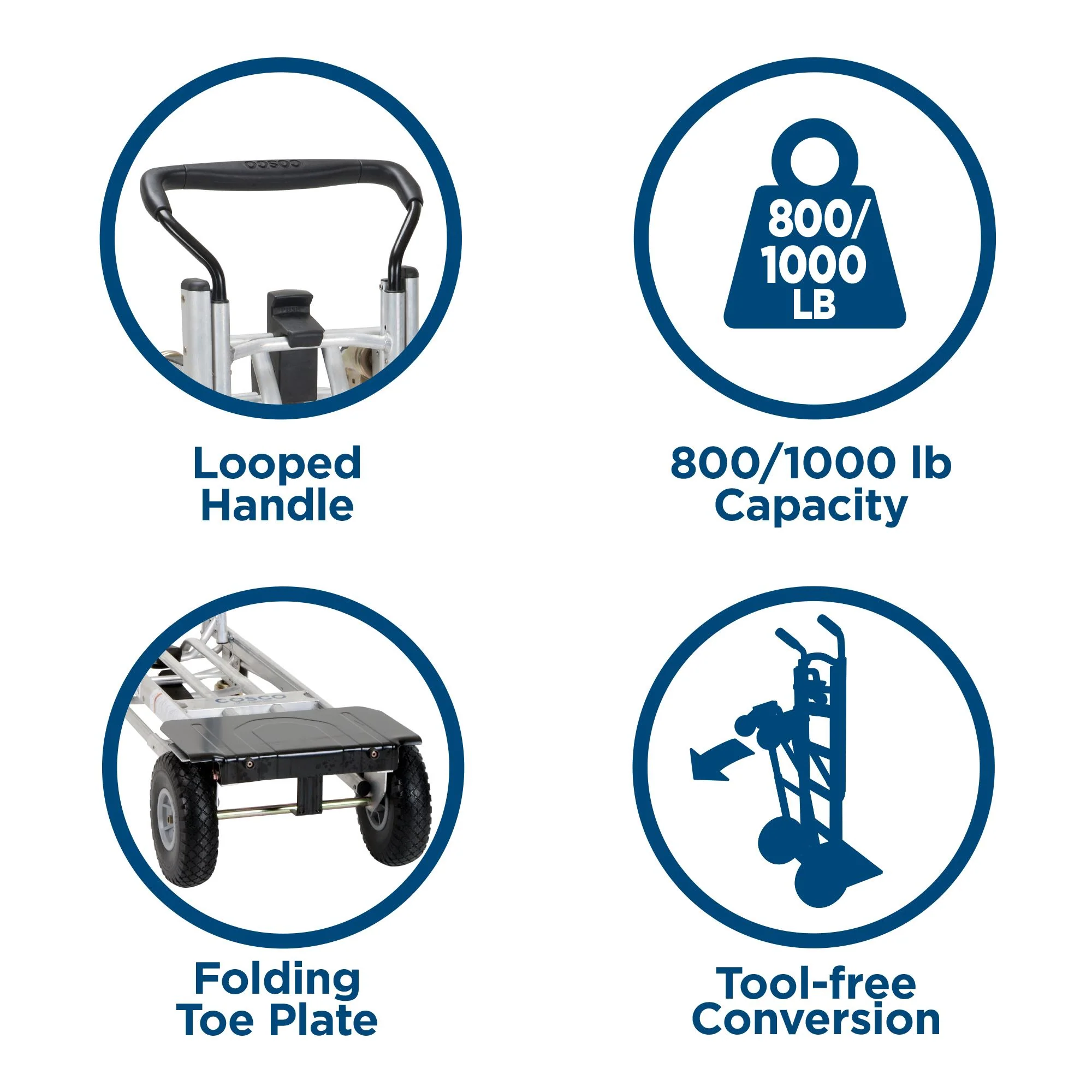 4-in-1 Folding Series Hand Truck with Flat-Free Wheels