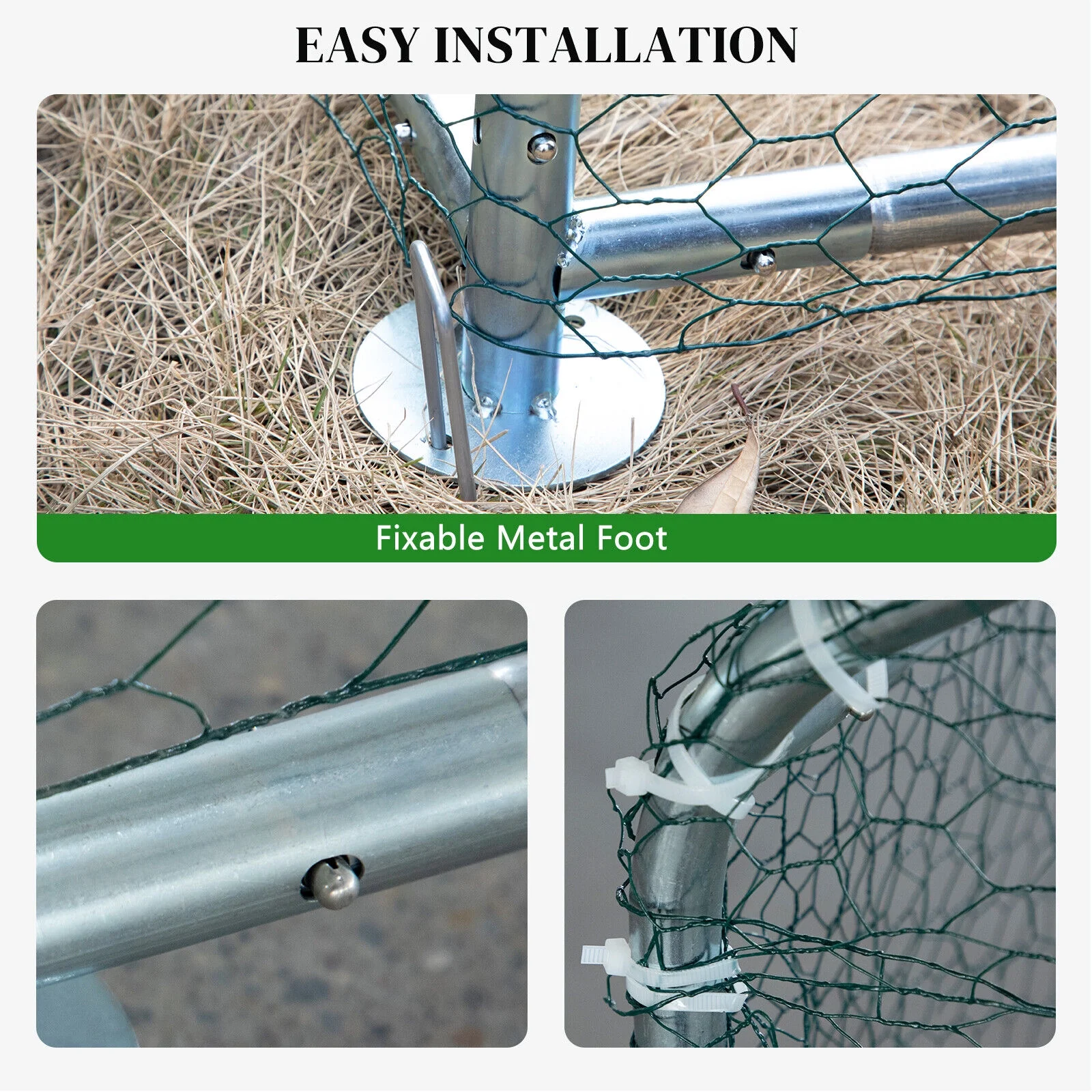 2026 ZGBY 10 X 10Ft Metal Walk In Chicken Coop Run Cage Rabbit Hutch Hen House Enclosure