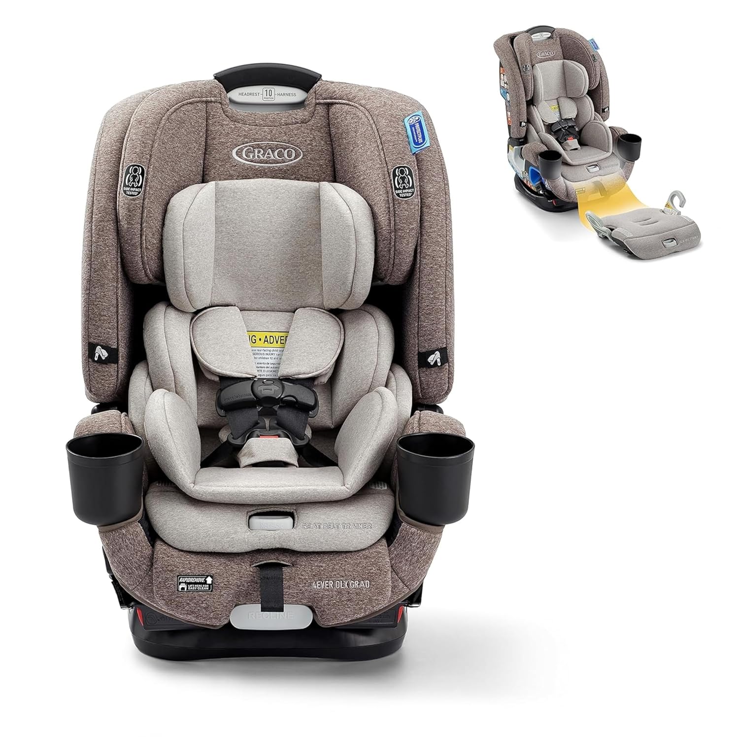 4Ever Dlx 4-In-1 Car Seat – Grey, Infant to Toddler