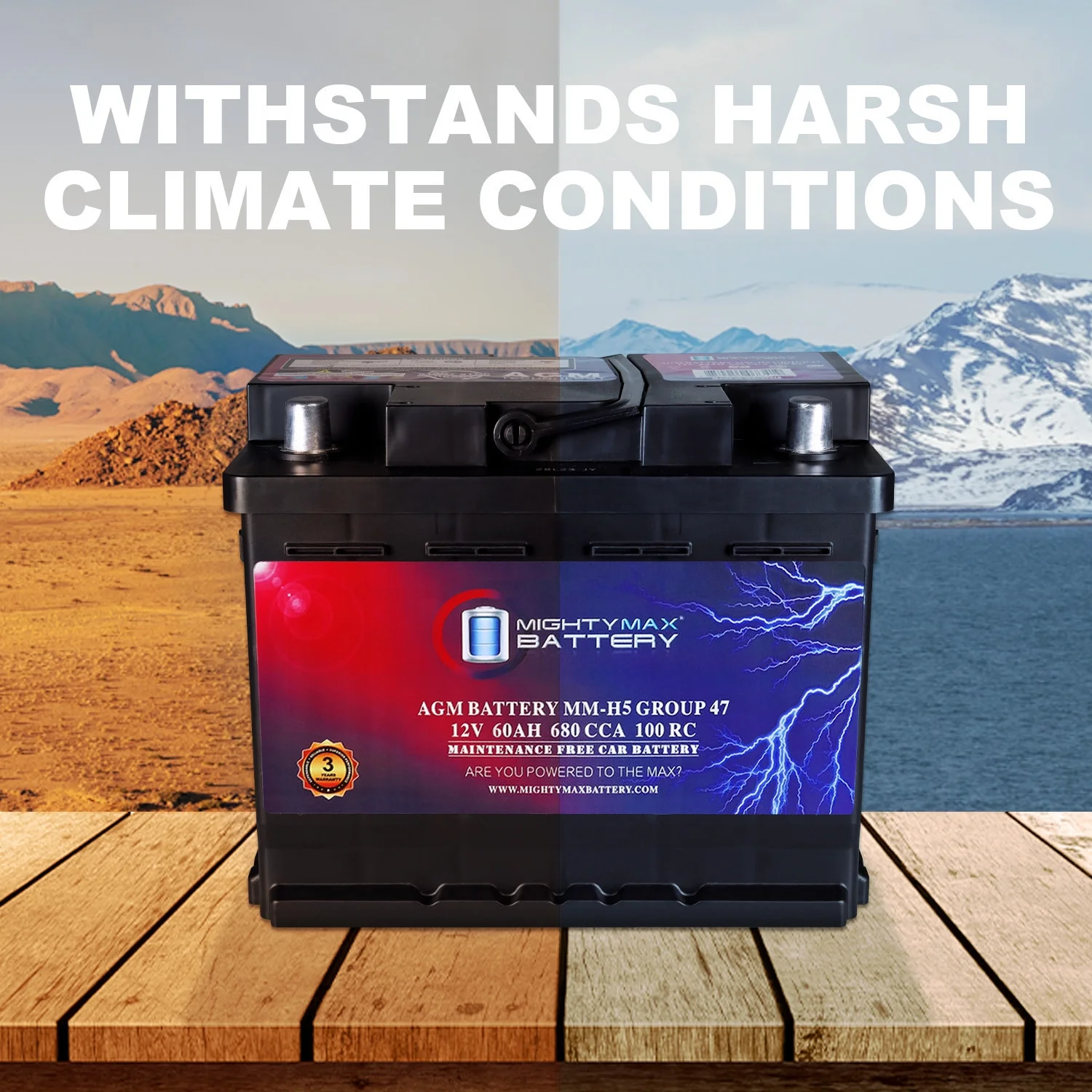 MM-H5 Group 47 12V 60AH 100RC 680CCA Replacement Battery Compatible with Automotive Battery