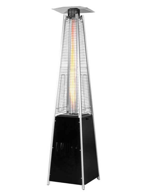 48,000 BTU Black Heat-Focusing Propane Gas Patio Heater with Wheels