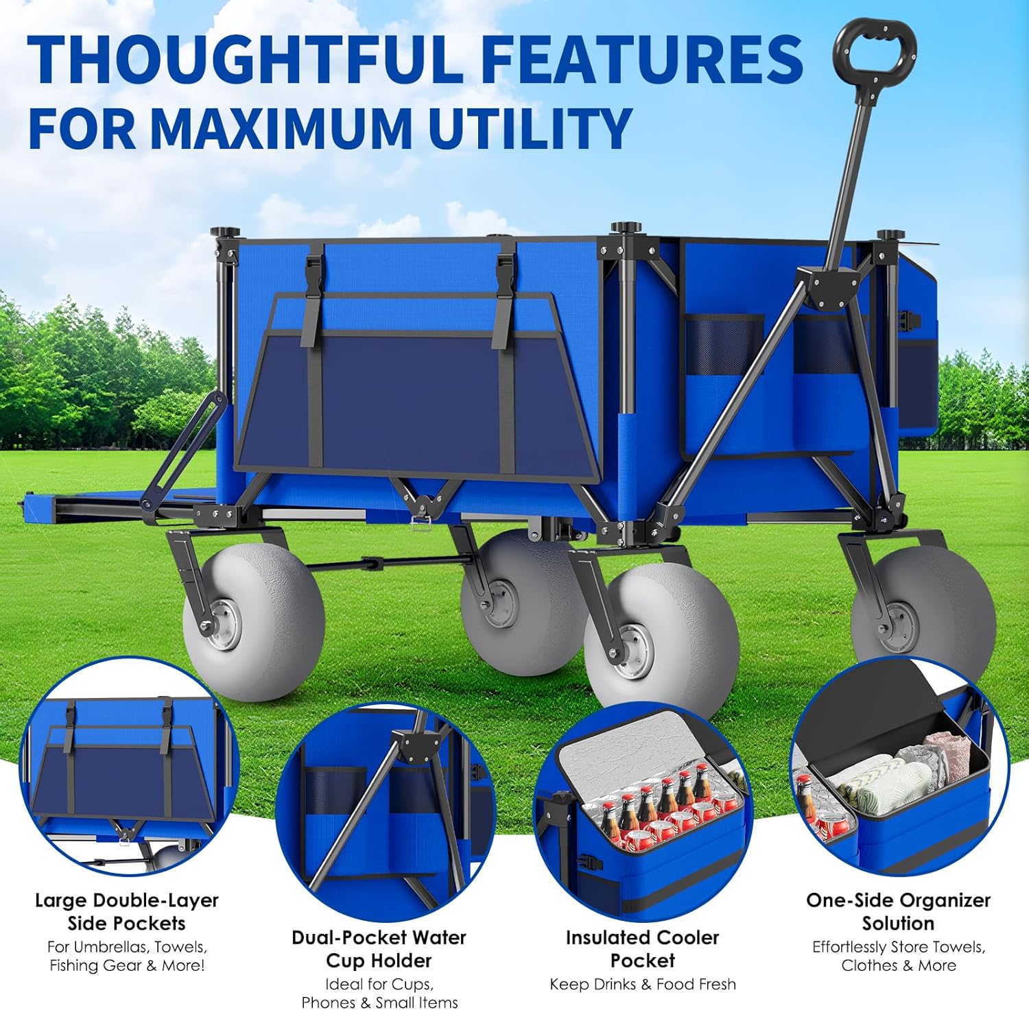 Beach Wagon with Big Wheels – 450Lbs Heavy Duty Cart