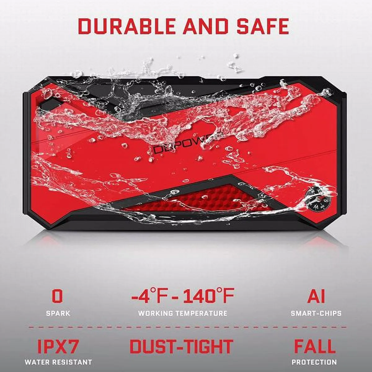 2026 Peak 1600A 18000mAh Car Battery Jump Starter, up to 7.2 Gas, 5.5L Diesel Engines, Portable Battery Booster with Smart Charging Port, LCD Display, Intelligent Jumper Clamps, DJS90, Red Black