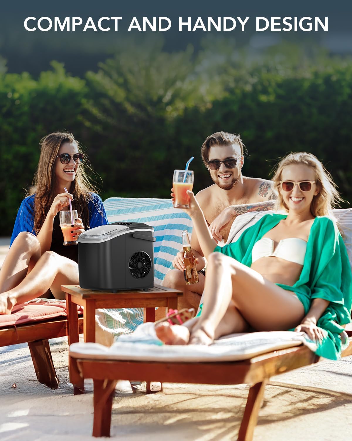 2026 Ice Maker Countertop, Efficient Easy Carry Ice Machine, Self-Cleaning Ice Maker with Ice Scoop & Basket, 9pcs/ 8mins 26.6Lbs Per Day for Home/Office/Kitchen,Black