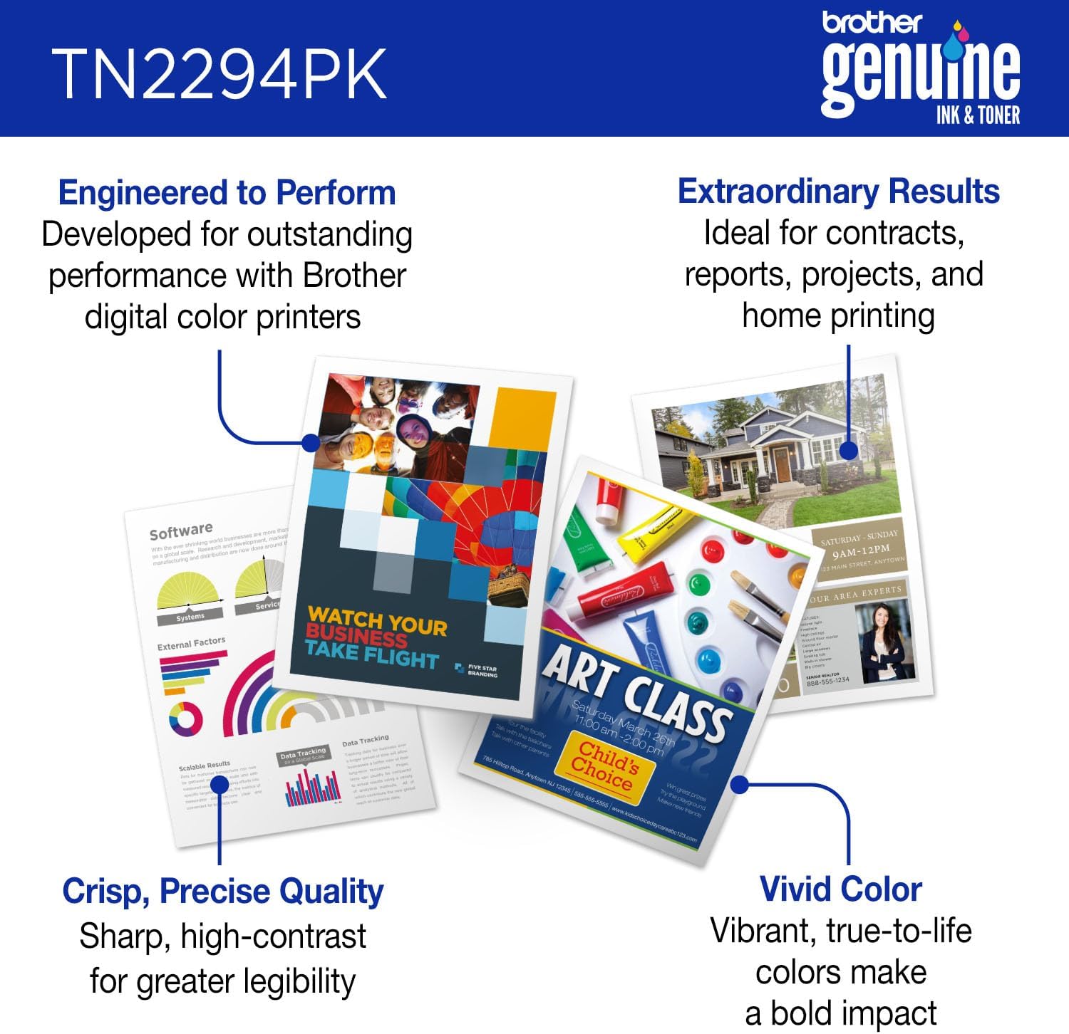 Genuine Tn2294Pk 4-Pack Toner Cartridges Set