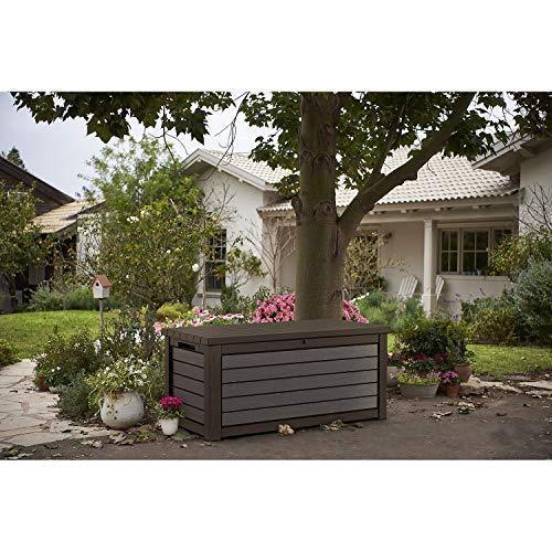 2026 165 Gallon Weather Resistant Resin Deck Storage Container Box Outdoor Patio Garden Furniture, Brown