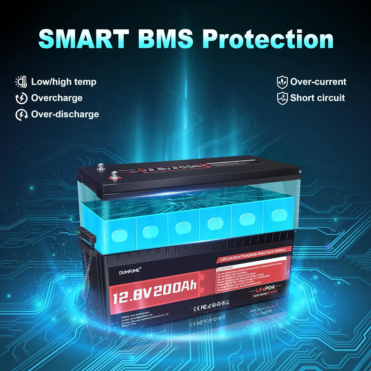 12V 300Ah Lithium LiFePO4 Battery with 200A BMS