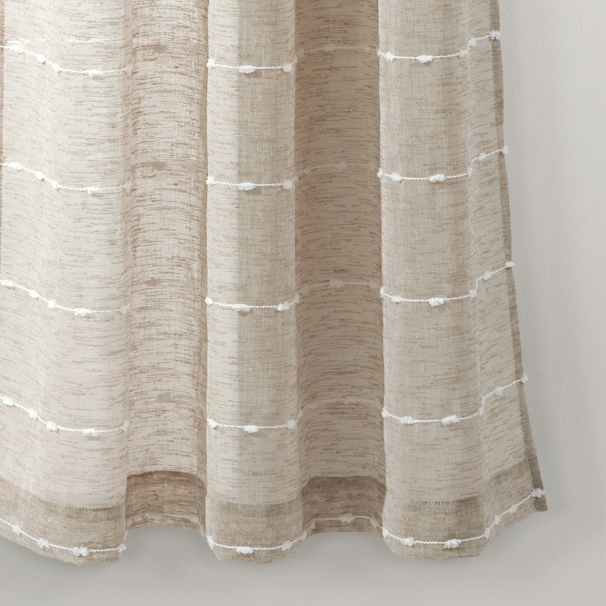Lush Decor Farmhouse Textured Grommet Sheer Window Curtain Panel Pair