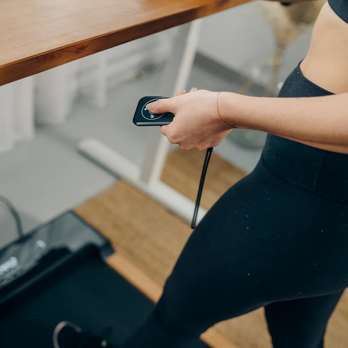 Elegant Wooden Under Desk Walking Pad – Compact, Quiet 2.25 HP Motor, 12 Workout Programs, Bluetooth & Remote Control