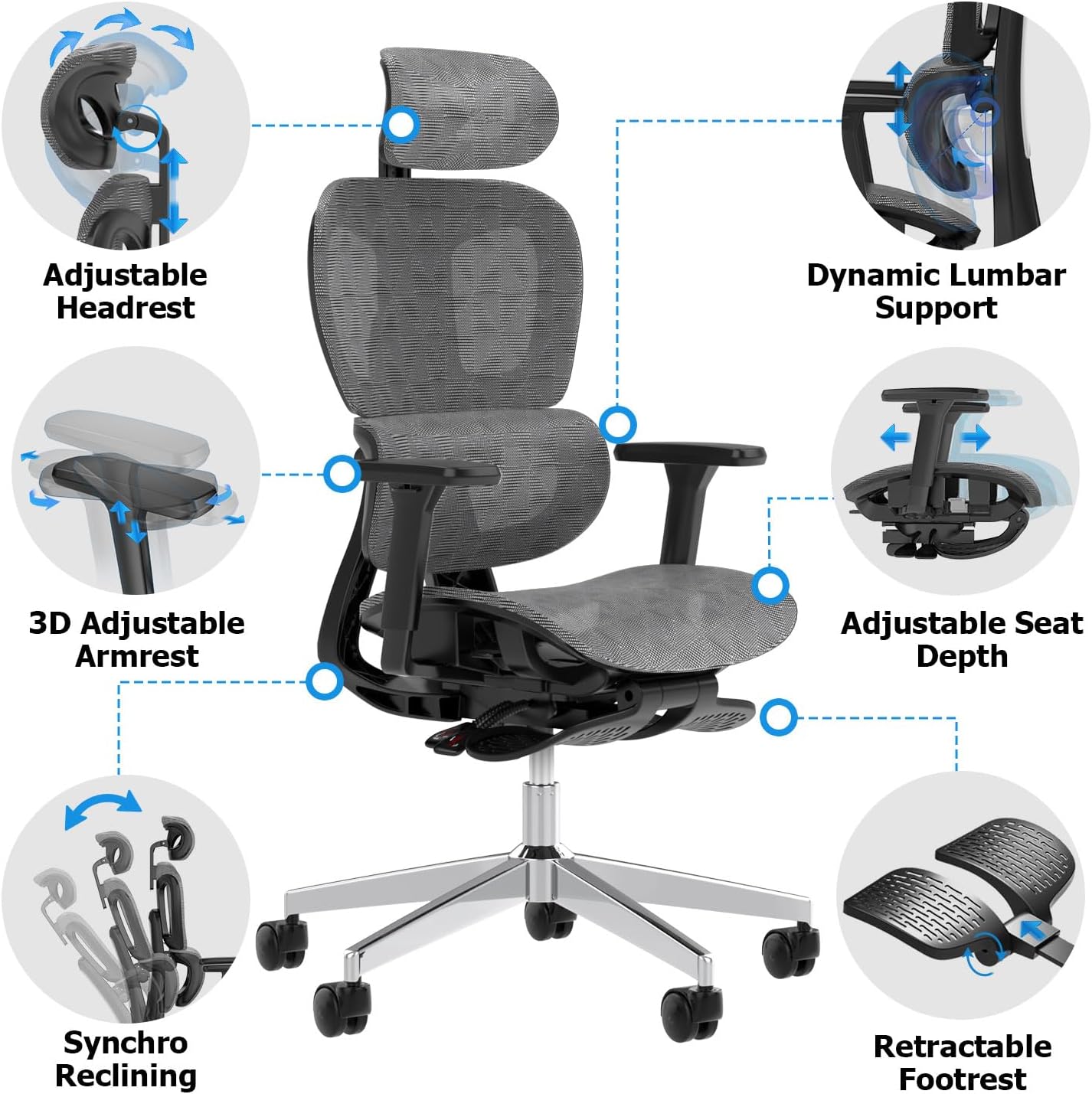Ergonomic Mesh Office Chair with Adjustable Armrest