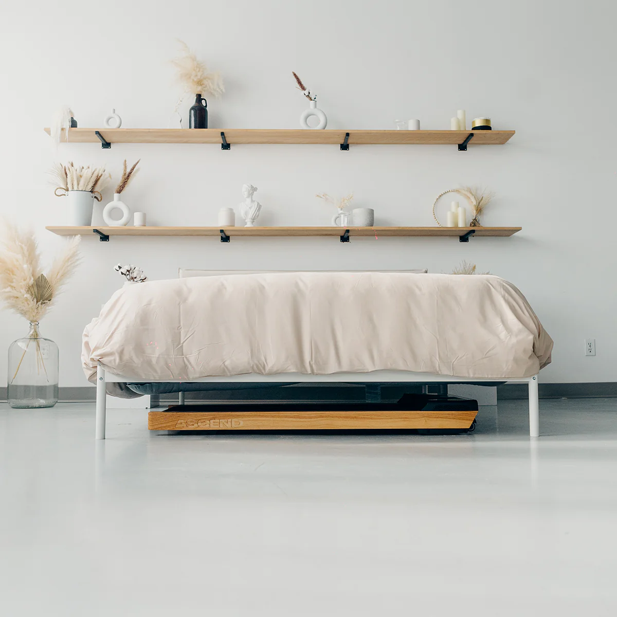 Elegant Wooden Under Desk Walking Pad – Compact, Quiet 2.25 HP Motor, 12 Workout Programs, Bluetooth & Remote Control