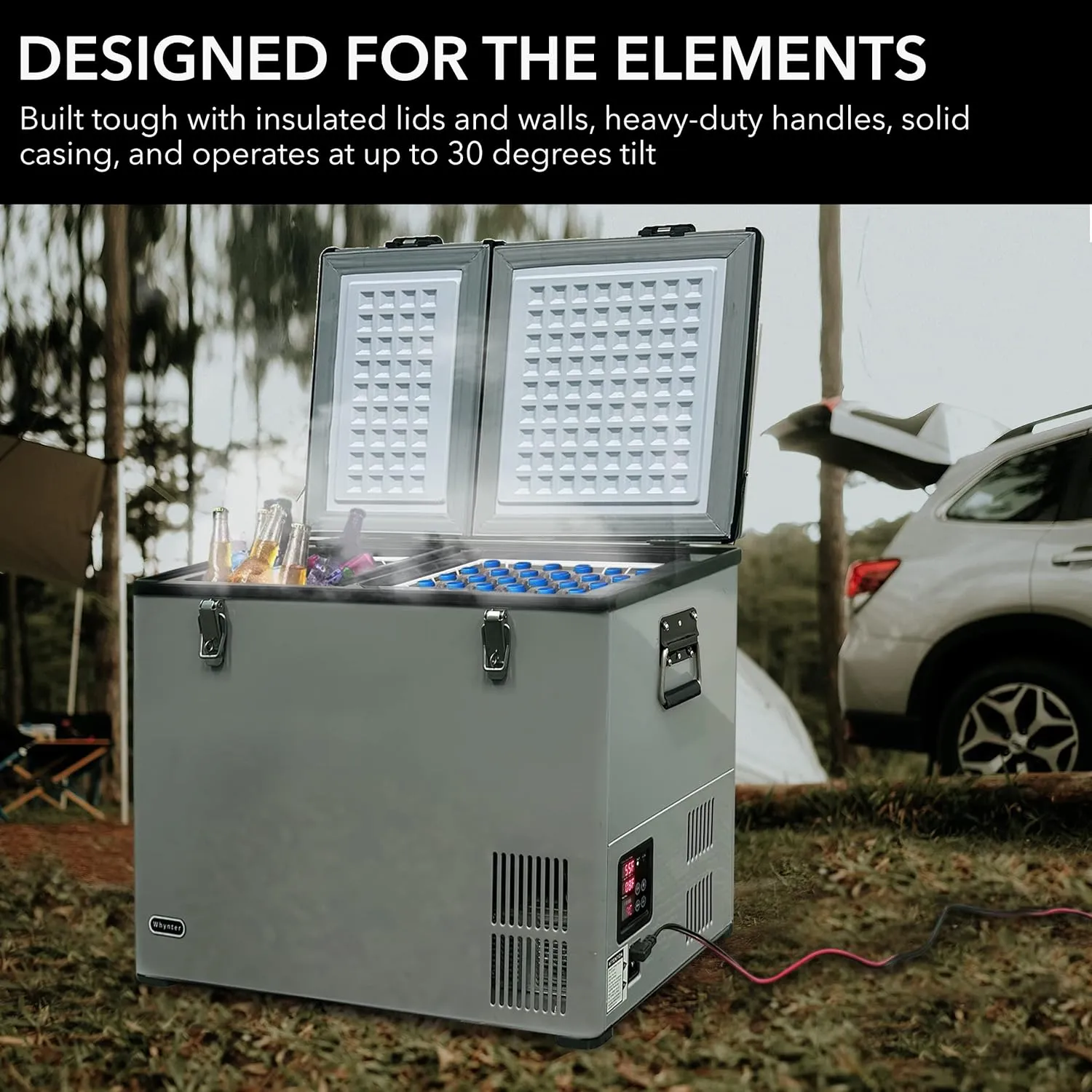 FM-65G 65 Quart Portable Refrigerator and Deep, AC 110V/ DC 12V, Real Chest Freezer for Car, Home, Camping, and RV with-8°F to 50°F Temperature Range, Gray, One Size
