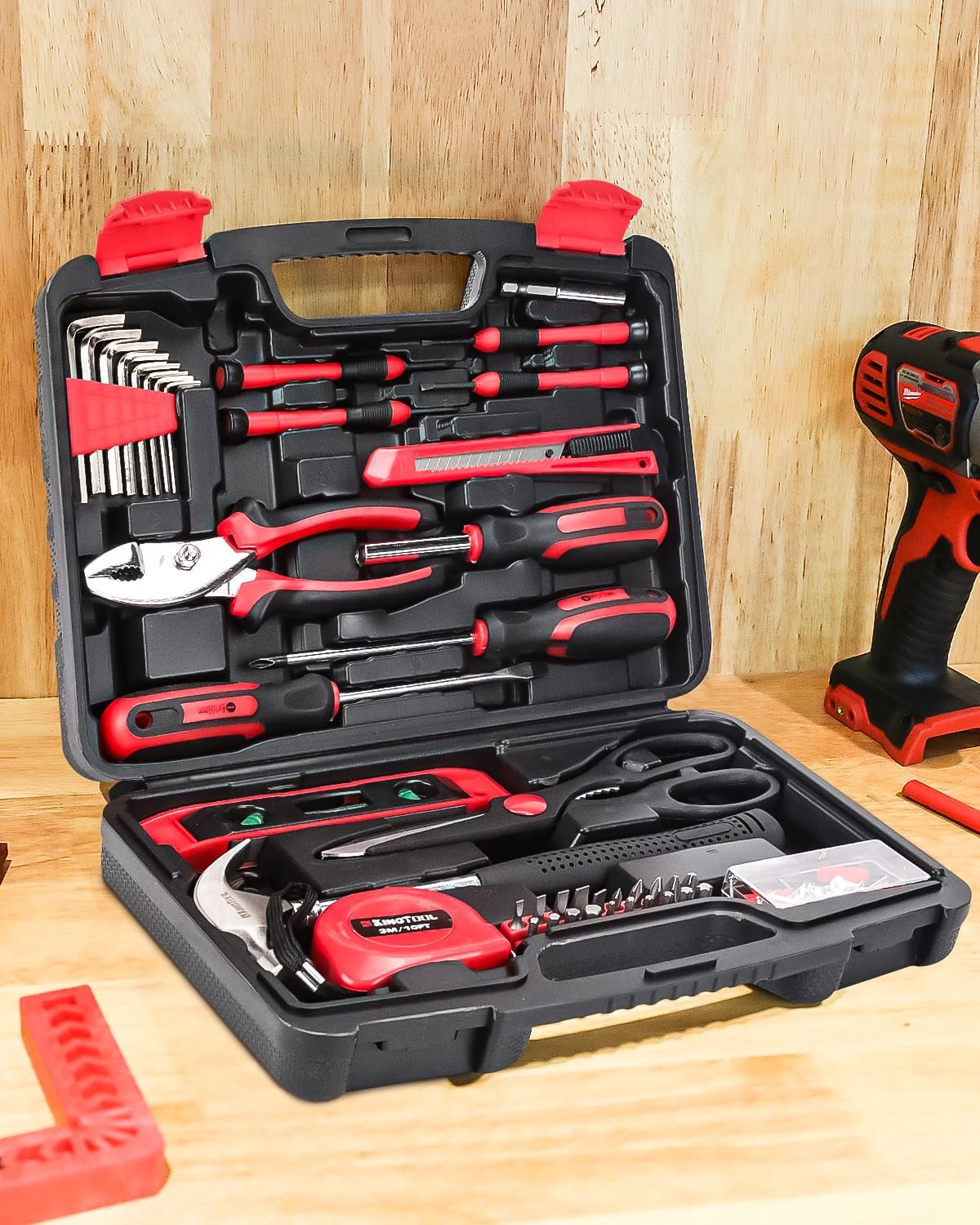 2026 KINGTOOL Home Tool Set Kit - 286 PCS Home Auto Repair Tool Kit with Rolling Tool Box, Mechanic Tool Sets with 21V Max Cordless Power drill, Perfect for Homeowner, Diyer, Handyman