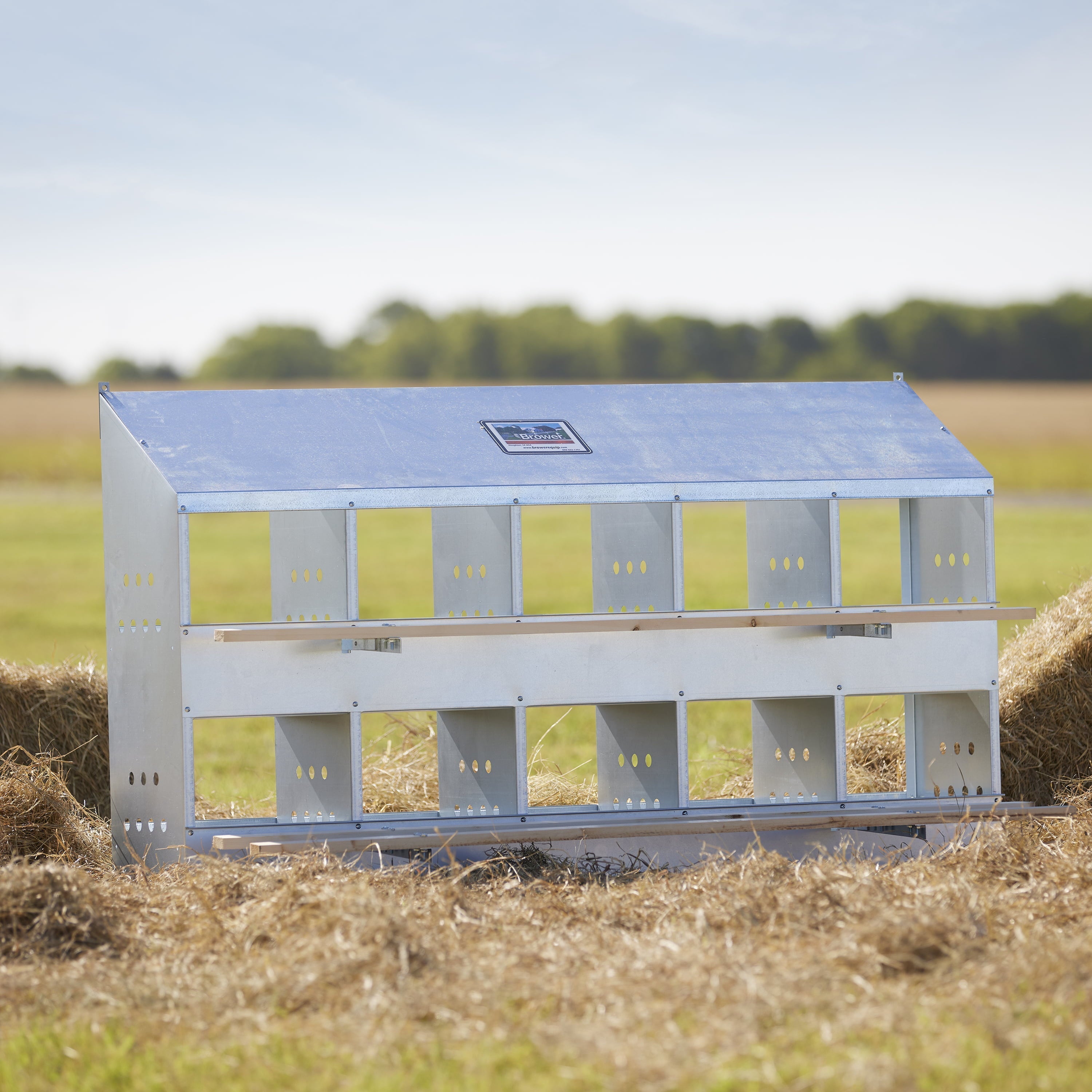 2026 Brower Galvanized Steel 10 Hole 50 Bird Poultry Nest Chicken Brooding Box