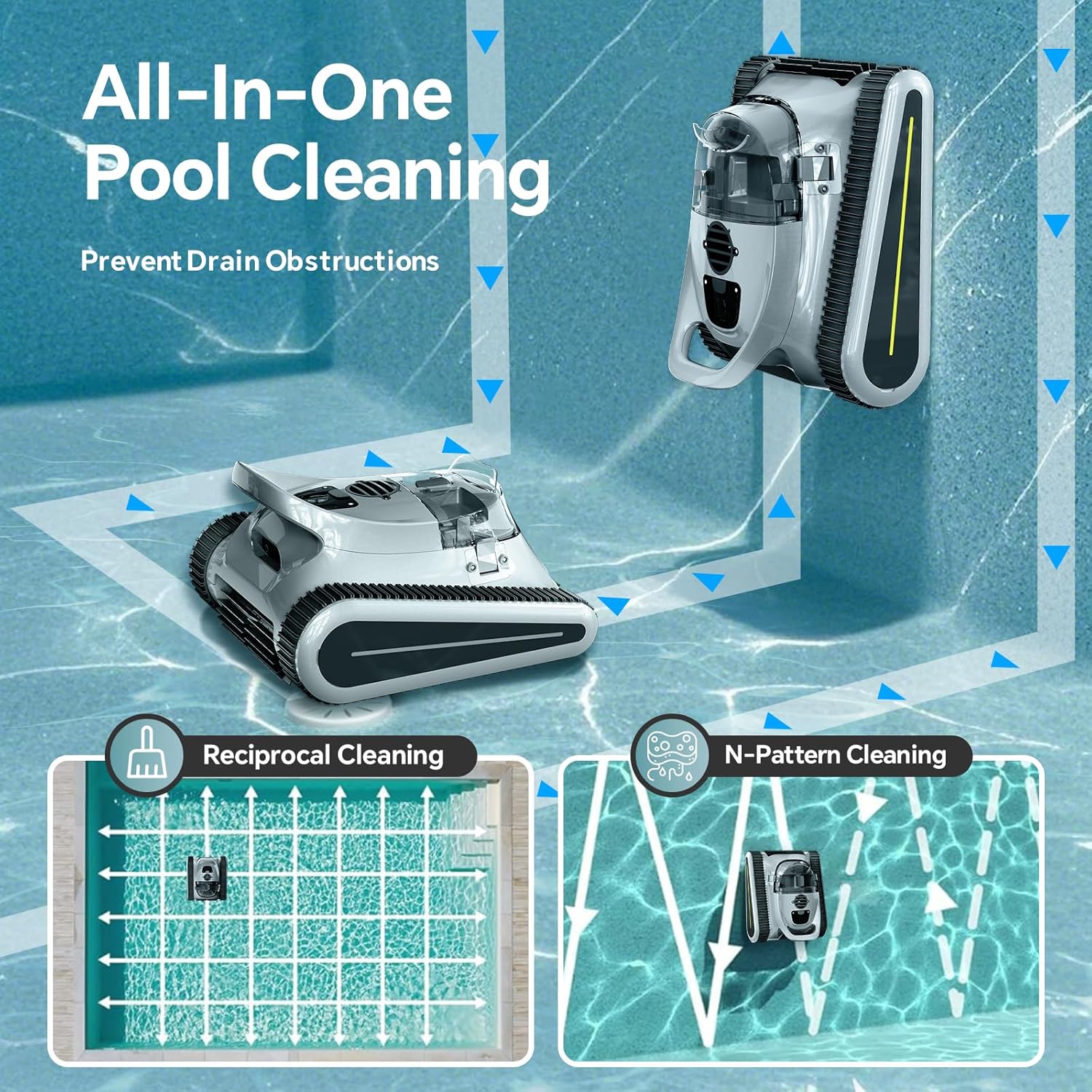Cordless Robotic Pool Cleaner with Brushless Motor