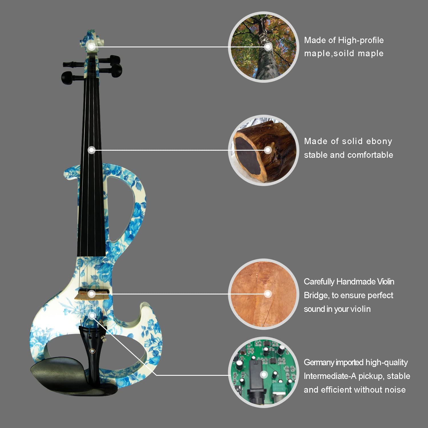 2026 100% Handmade Premium Electric Violin Full Size 4 4 Professional Silent Violin For Student Solid Wood(DSZA)