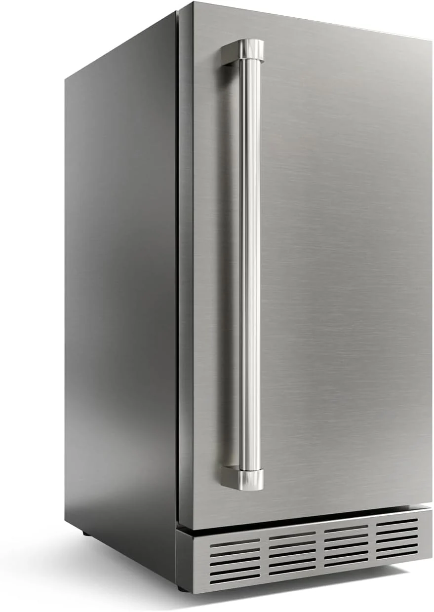 15 Inch Outdoor Refrigerator, Weather Proof Stainless Steel Beverage Beer Cooler Under Counter Fridge, Indoor/Outdoor Refrigerator with 3 Shelves for Patio Kitchen and Commercial Use