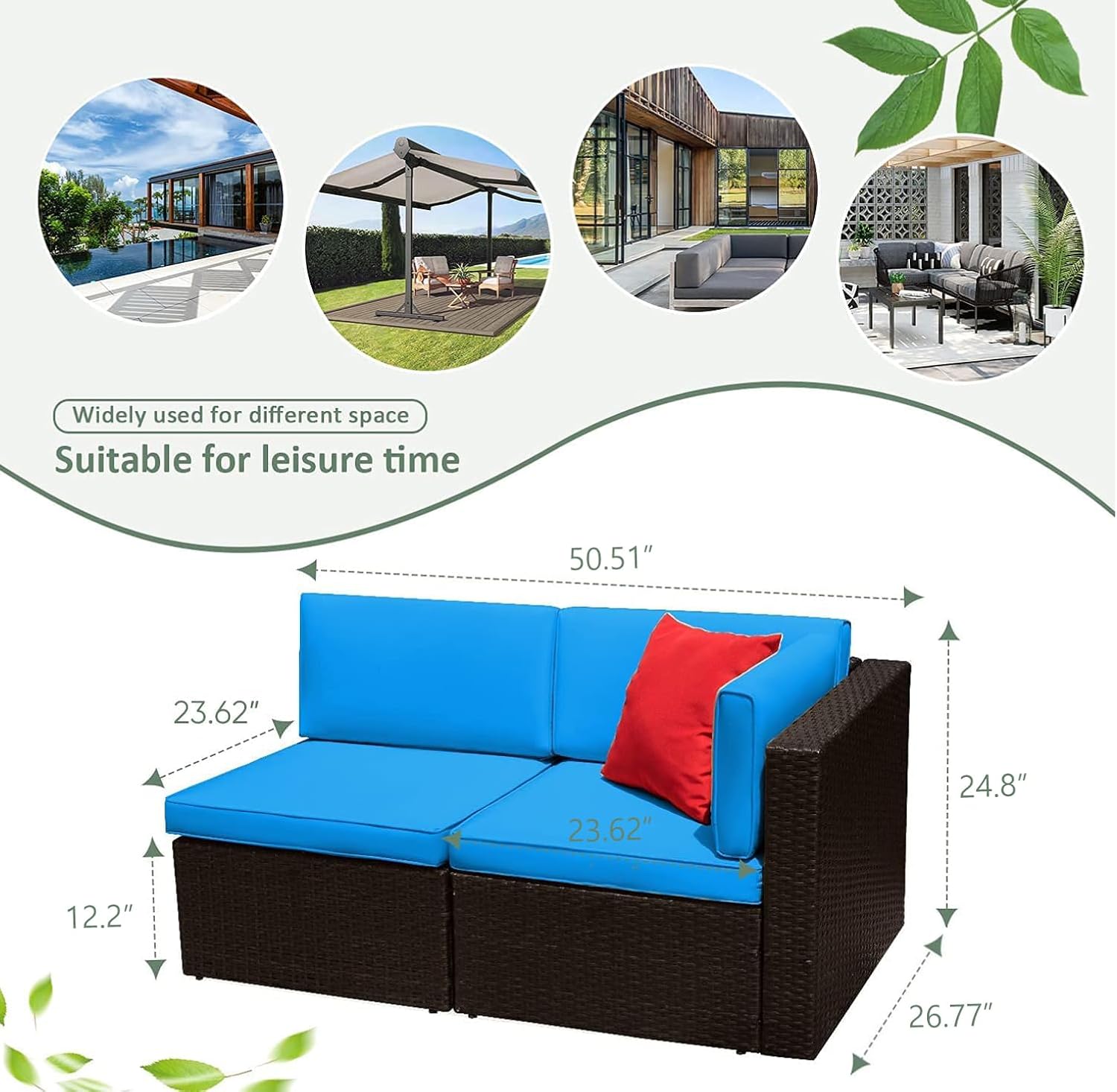 5 Pieces All-Weather Patio Furniture Set with Cushions